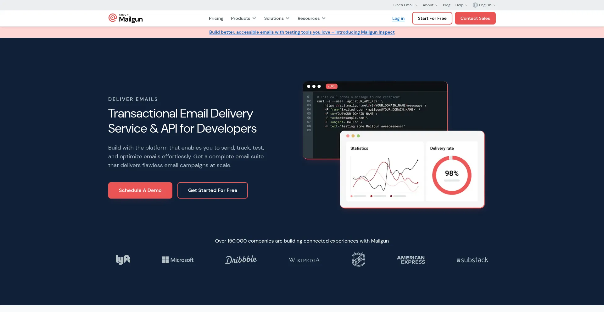 Website screenshot of Mailgun.com