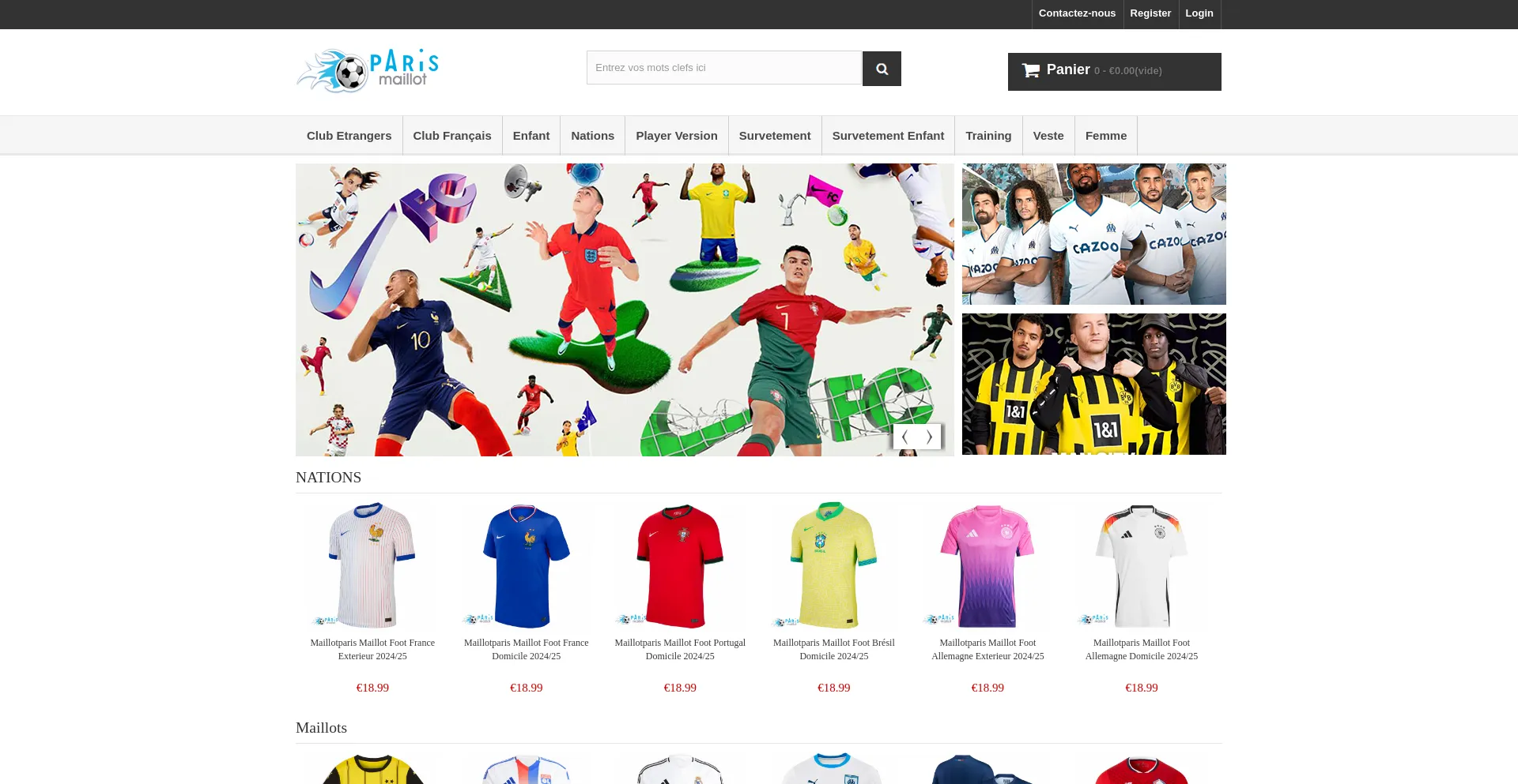 Website screenshot of Maillotparis.com