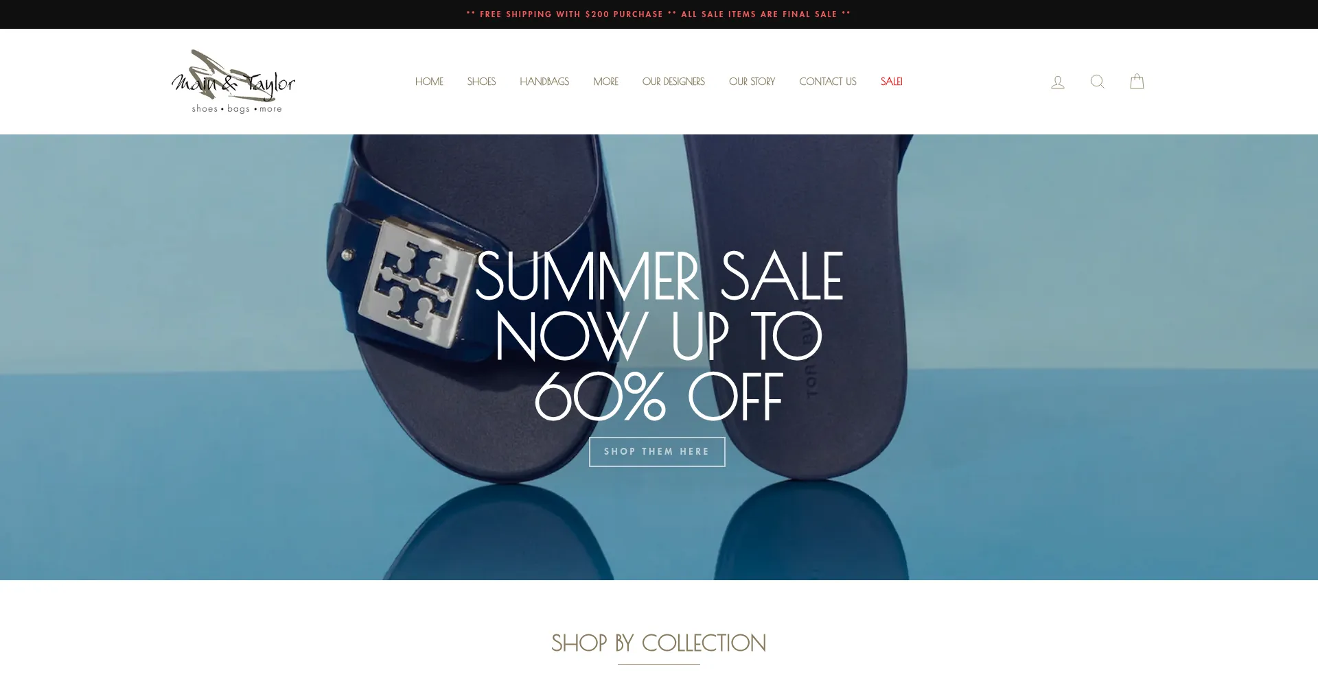 Website screenshot of Mainandtaylorshoes.com