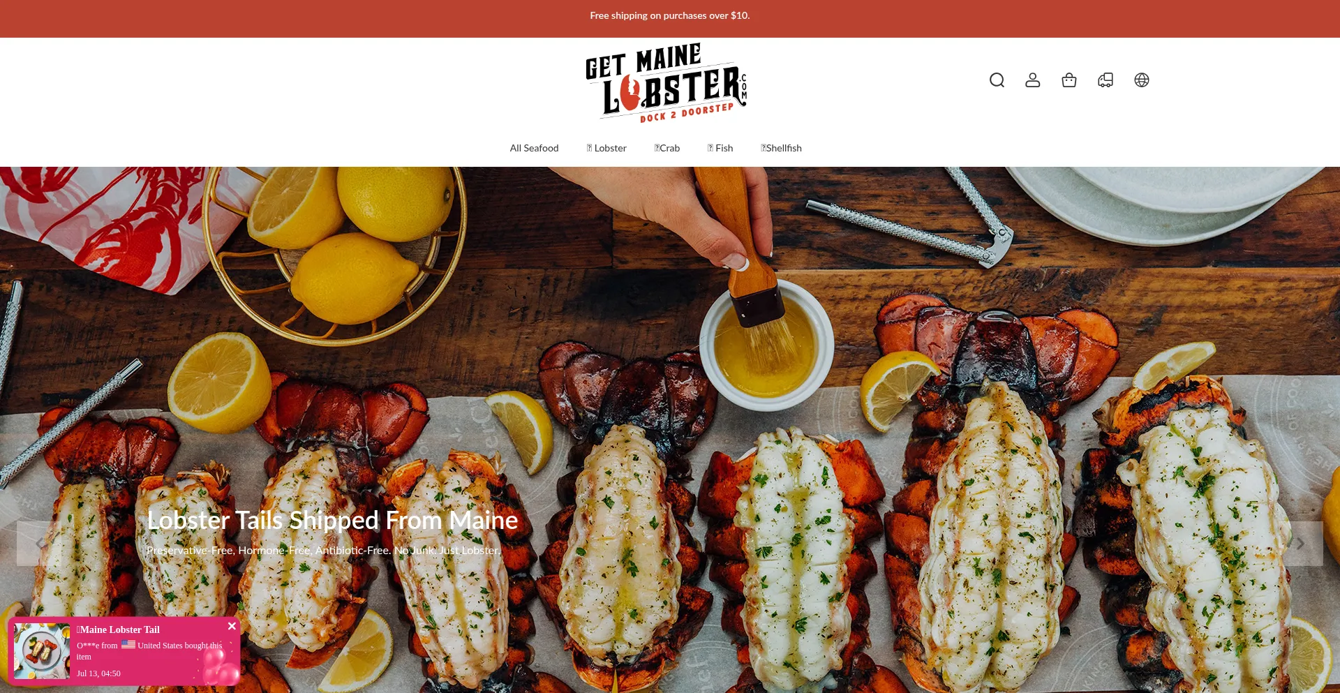 Website screenshot of Mainelobstrsale.com