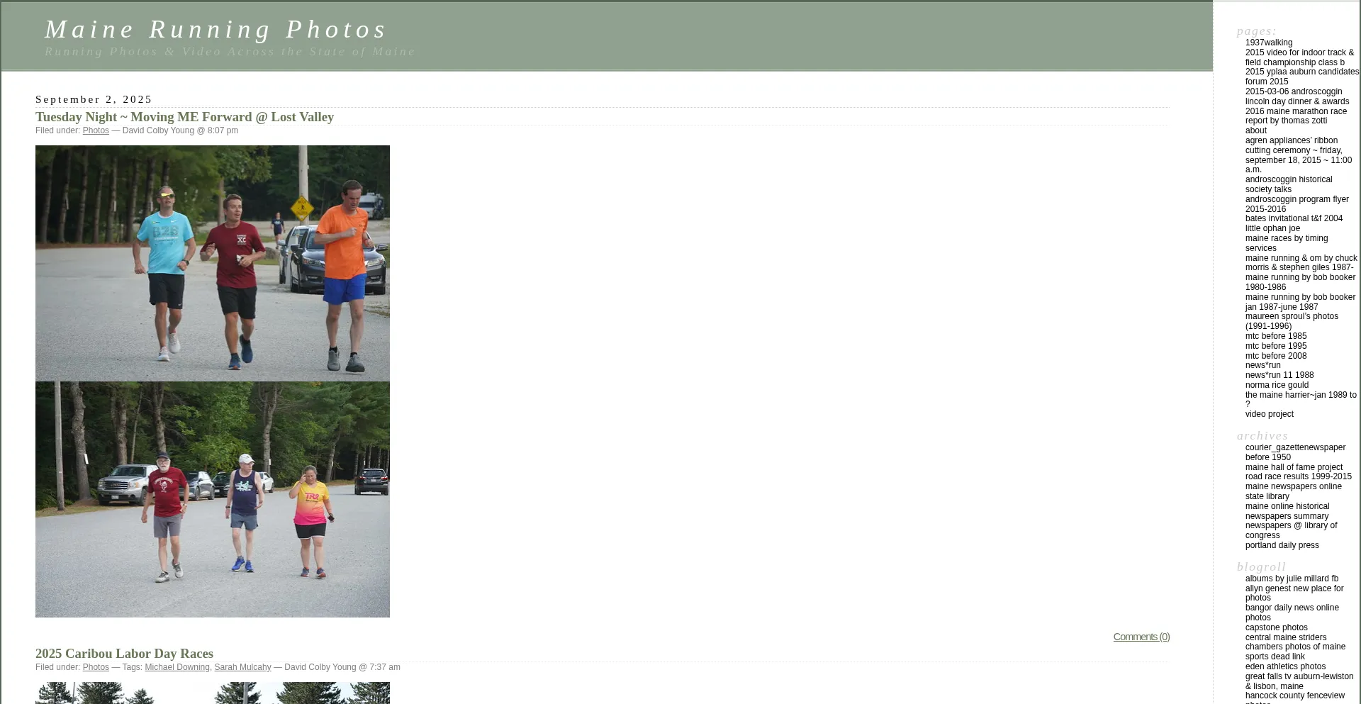 Website screenshot of Mainerunningphotos.com