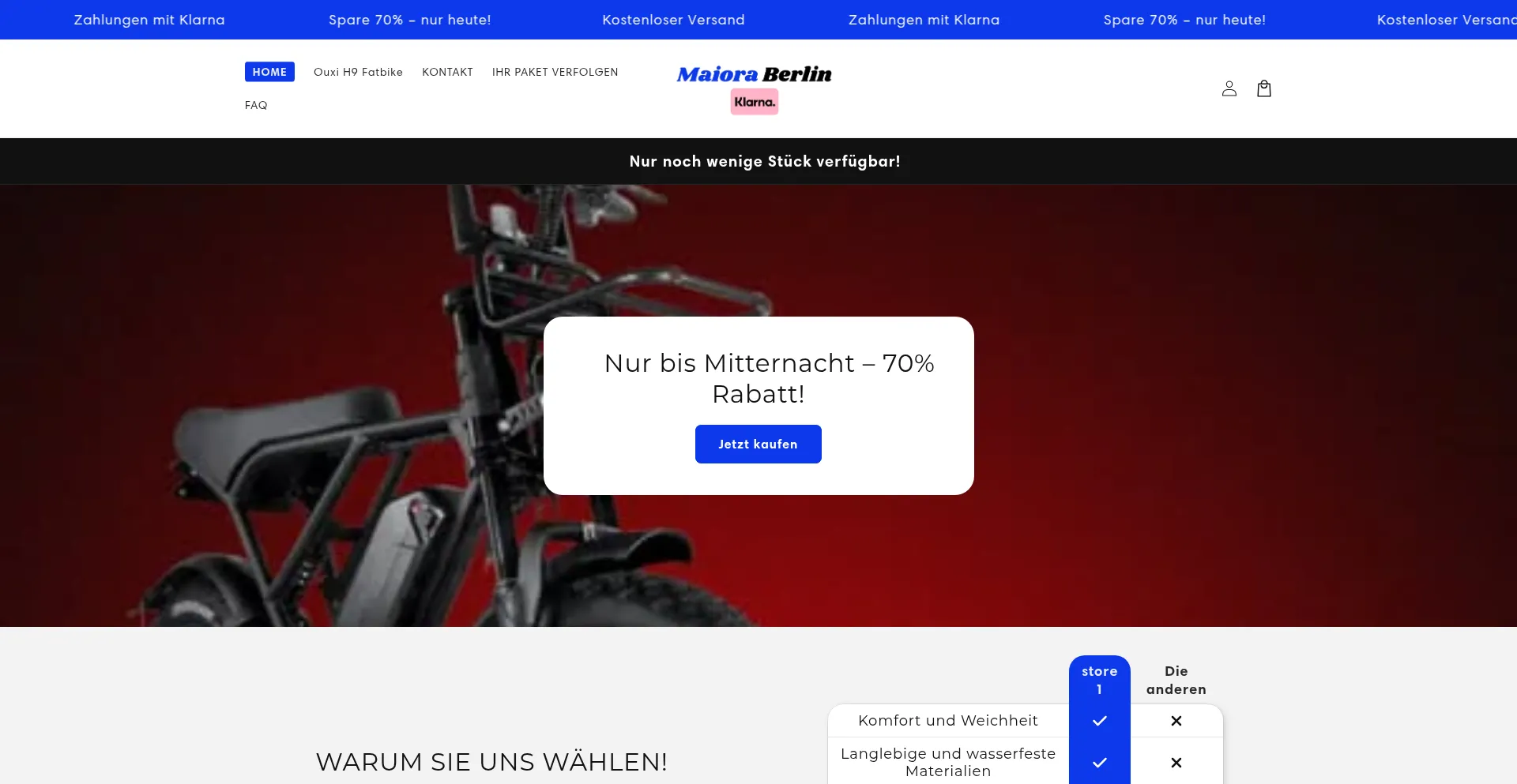 Website screenshot of Maiorastore.com