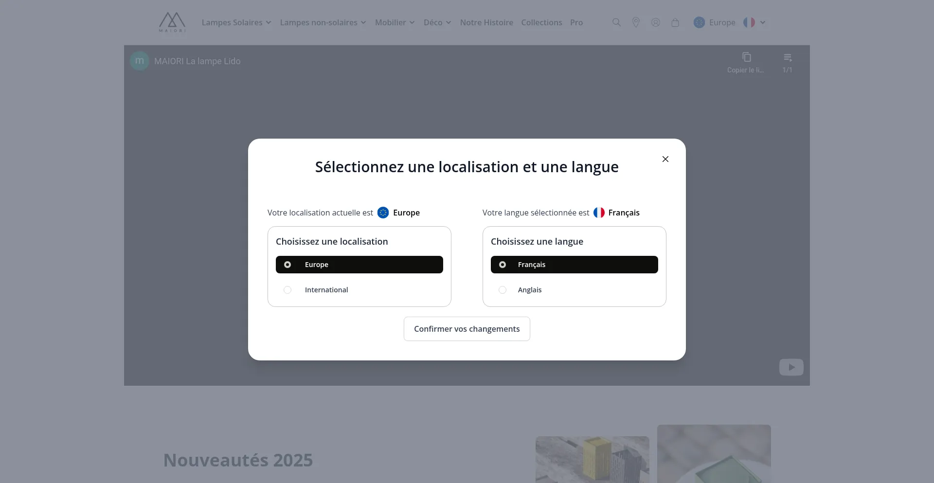 Website screenshot of Maiori.com