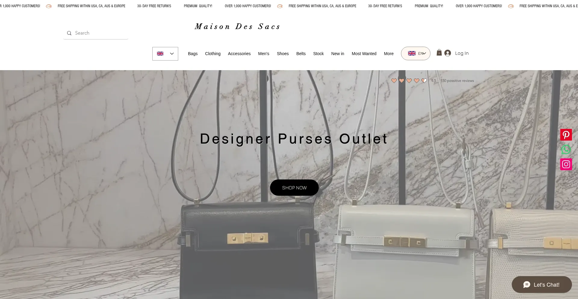 Website screenshot of Maisondessacs.com