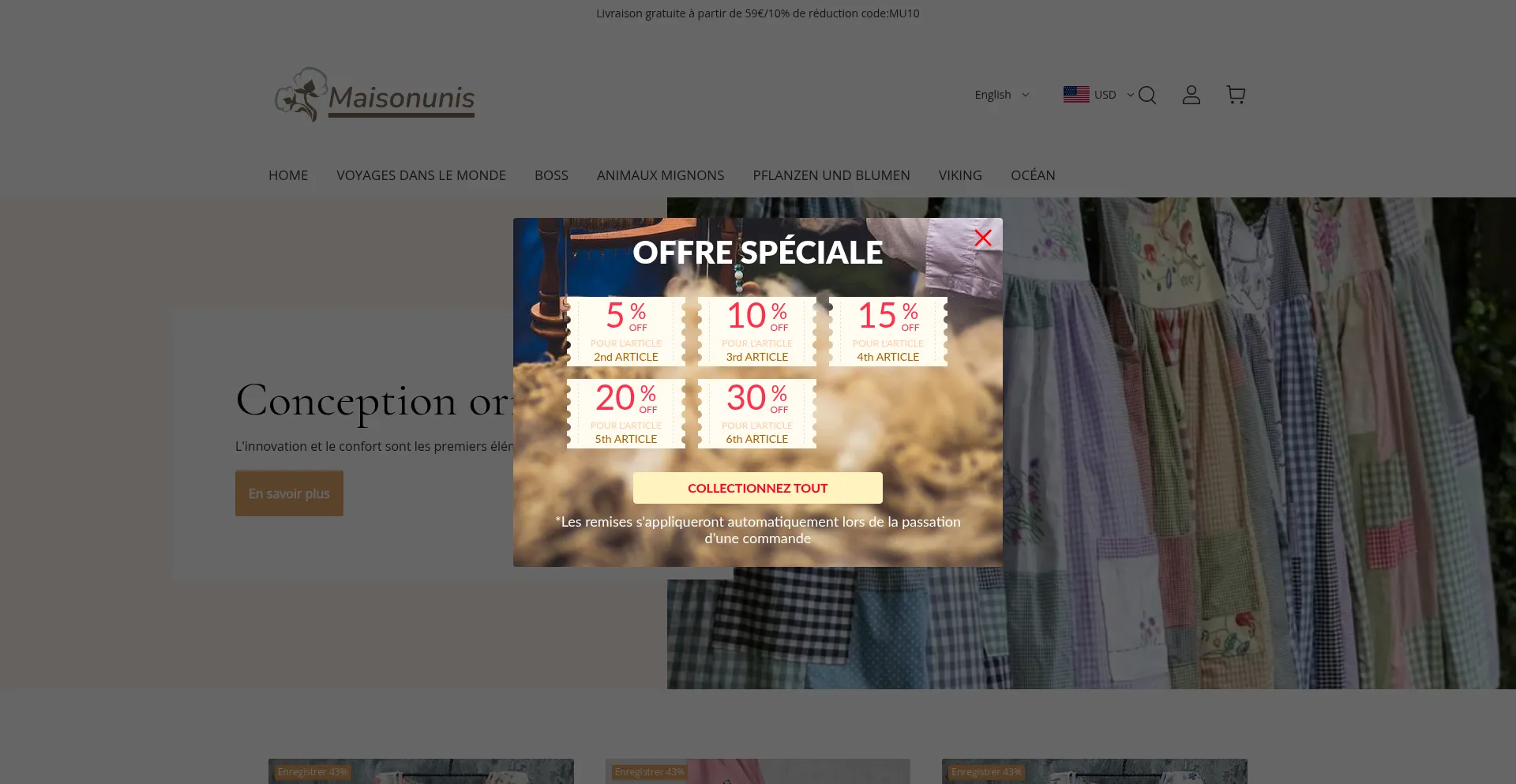 Website screenshot of Maisonunis.com