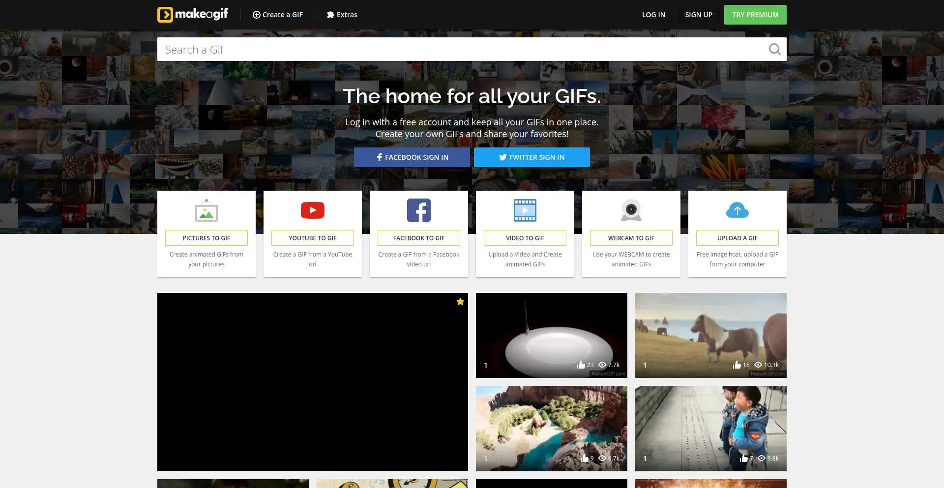 Website screenshot of Makeagif.com