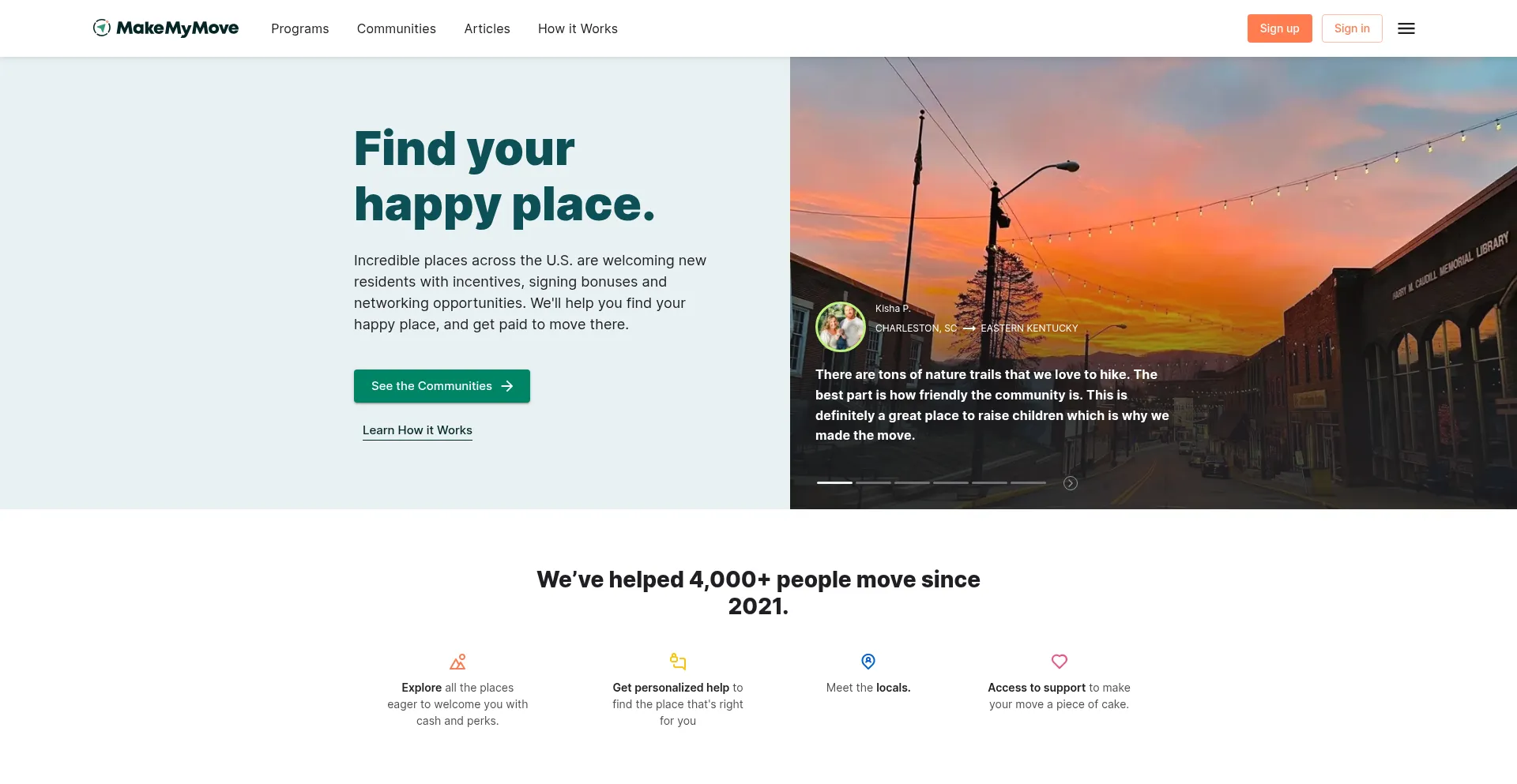 Website screenshot of Makemymove.com