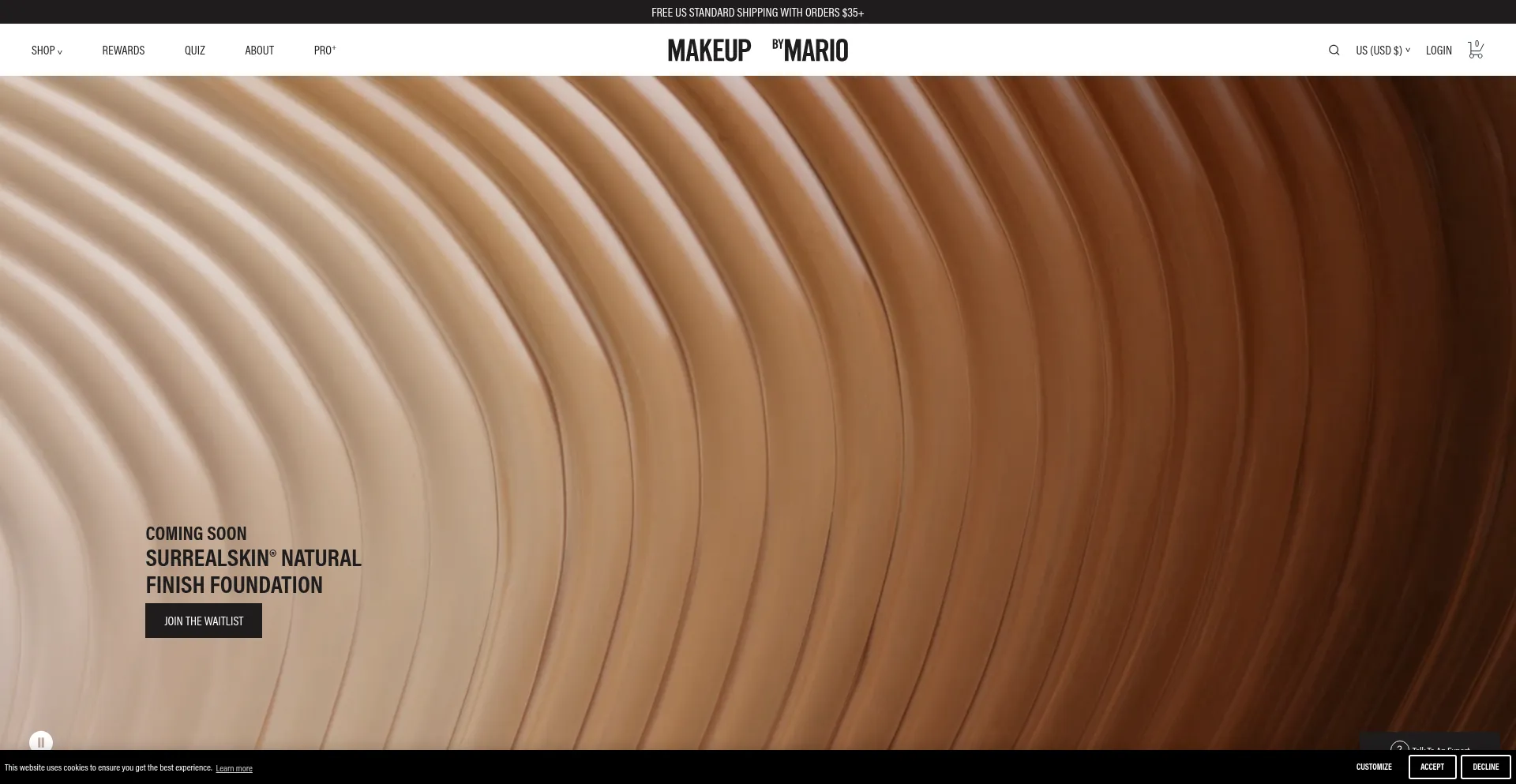 Website screenshot of Makeupbymario.com