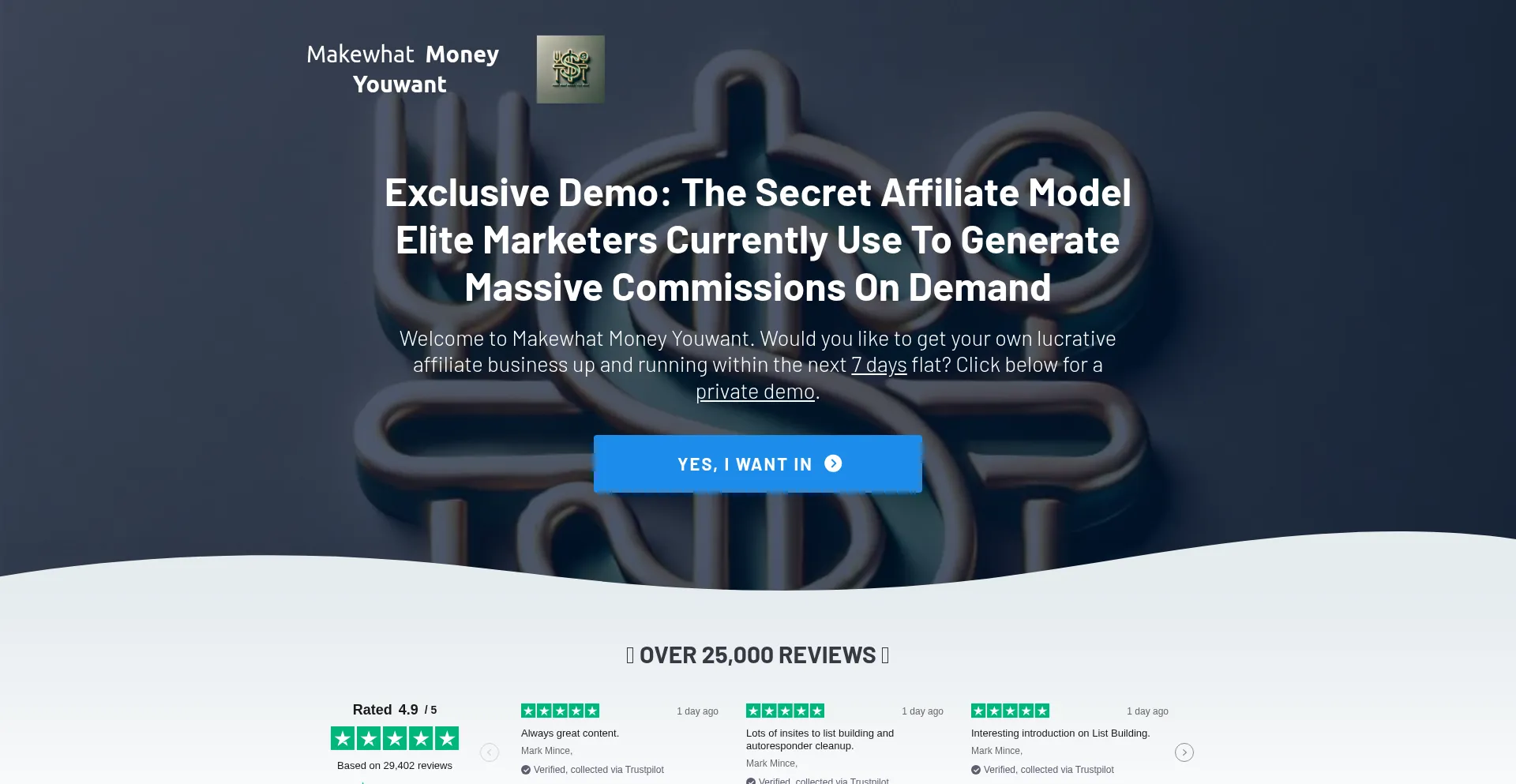 Website screenshot of Makewhatmoneyyouwant.com