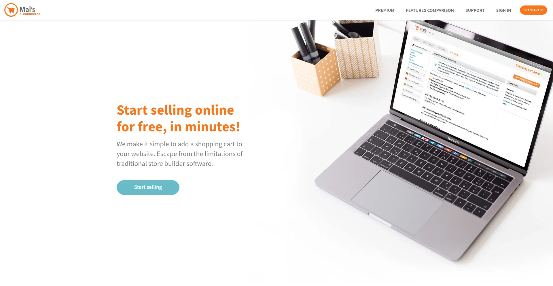 Website screenshot of Mals-e.com