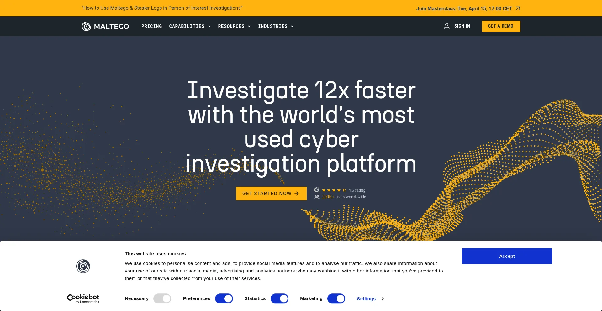 Website screenshot of Maltego.com