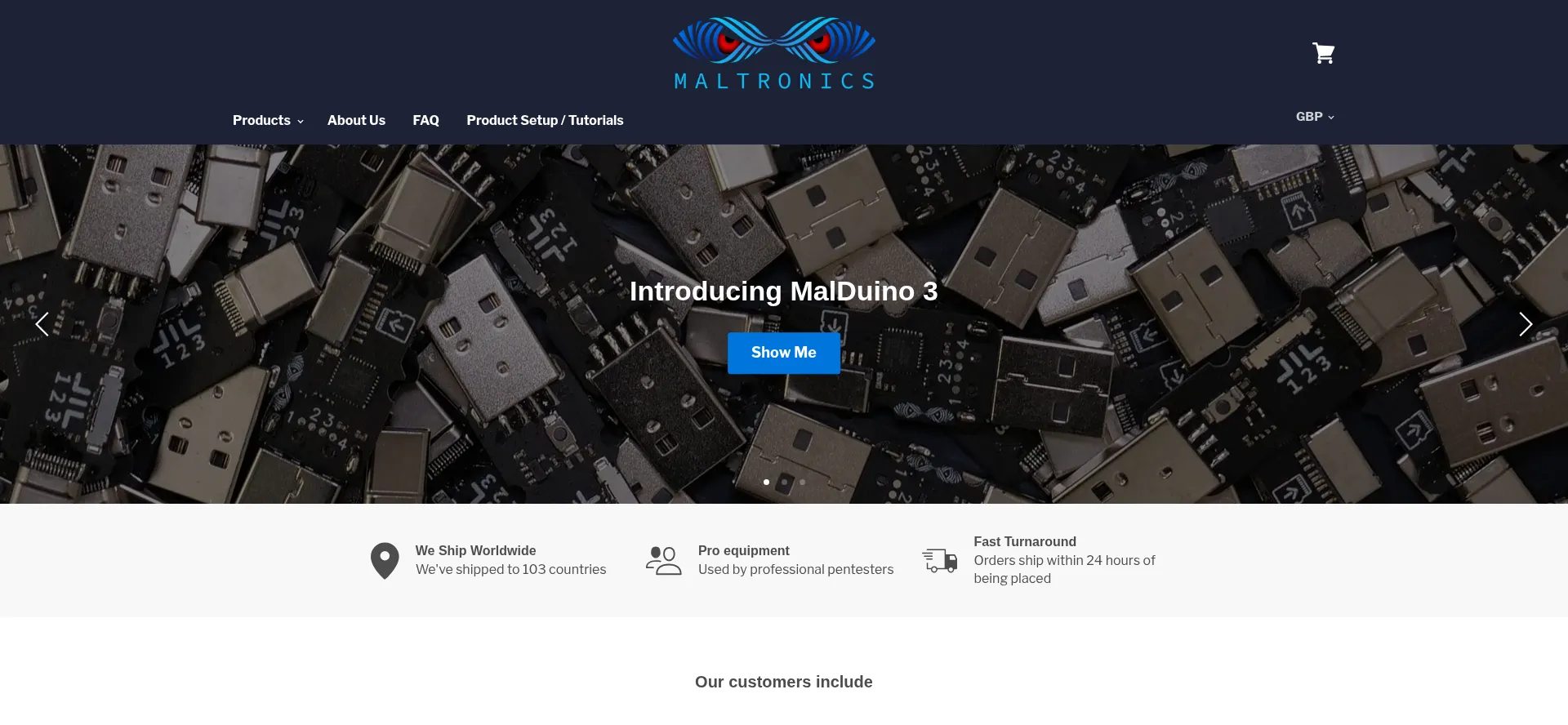 Website screenshot of Maltronics.com