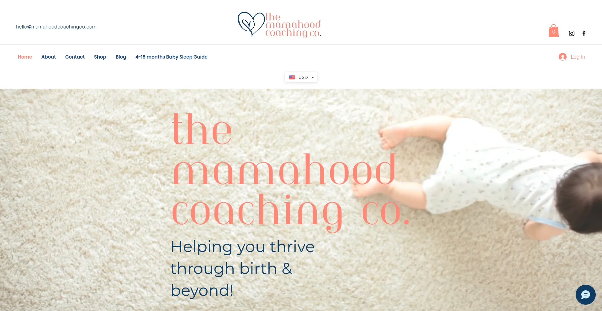 Website screenshot of Mamahoodcoachingco.com