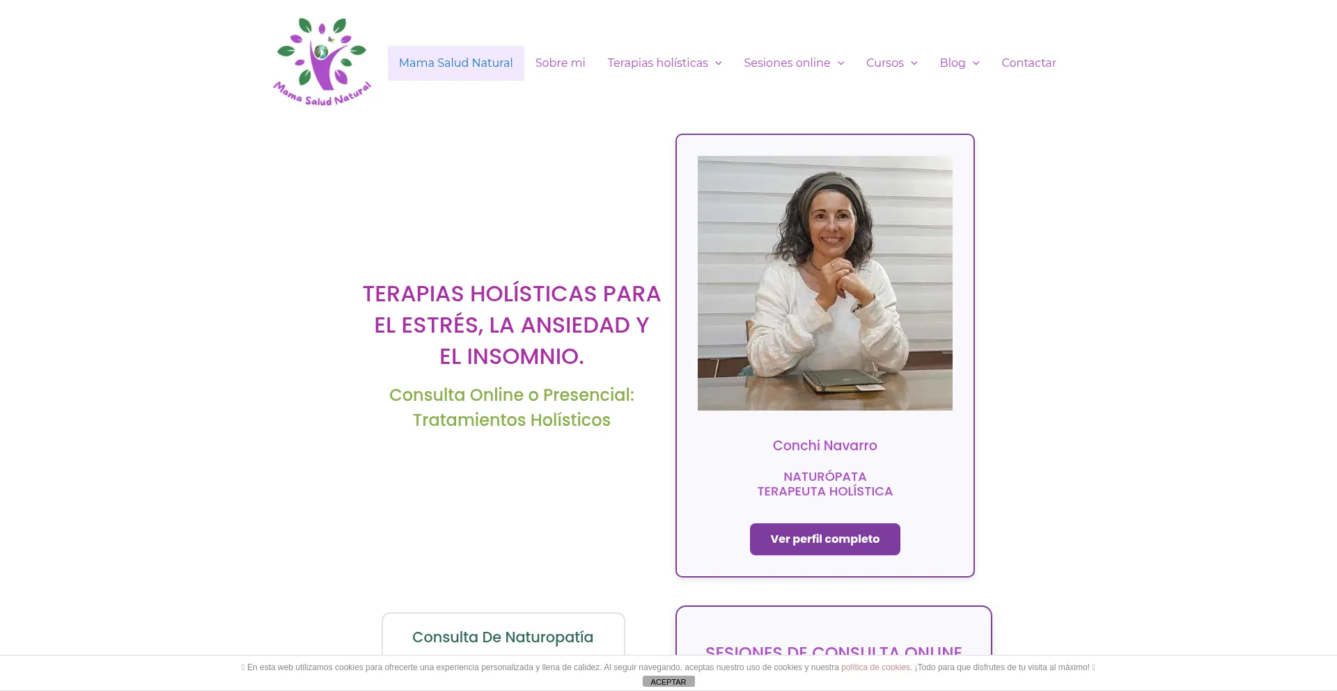 Website screenshot of Mamasaludnatural.com