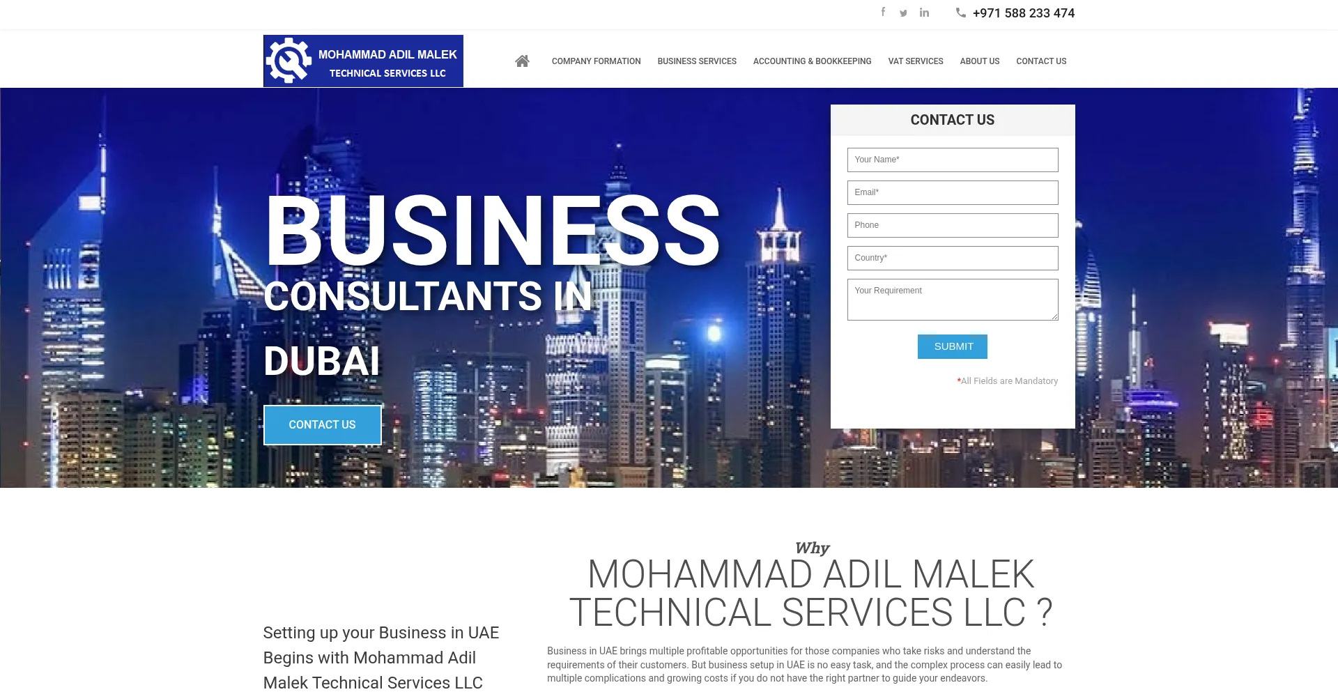 Website screenshot of Mamtech-ae.com