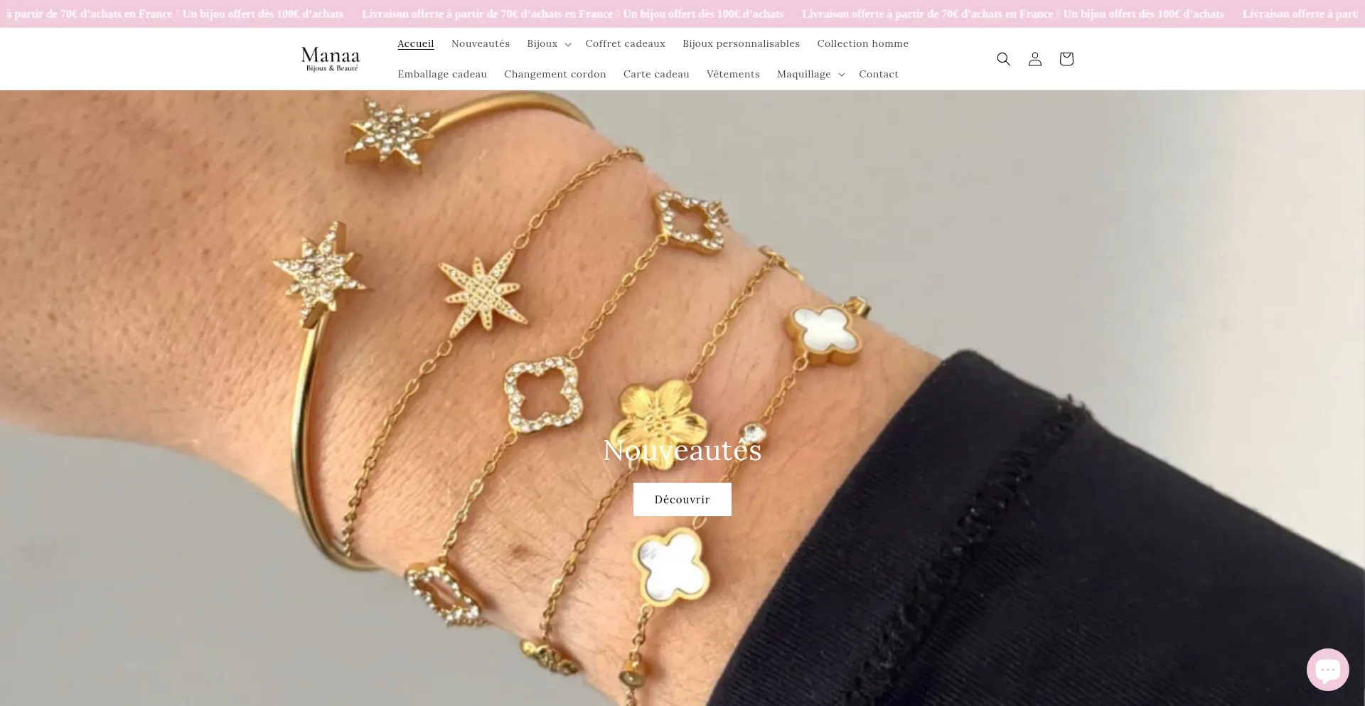 Website screenshot of Manaabijoux.com