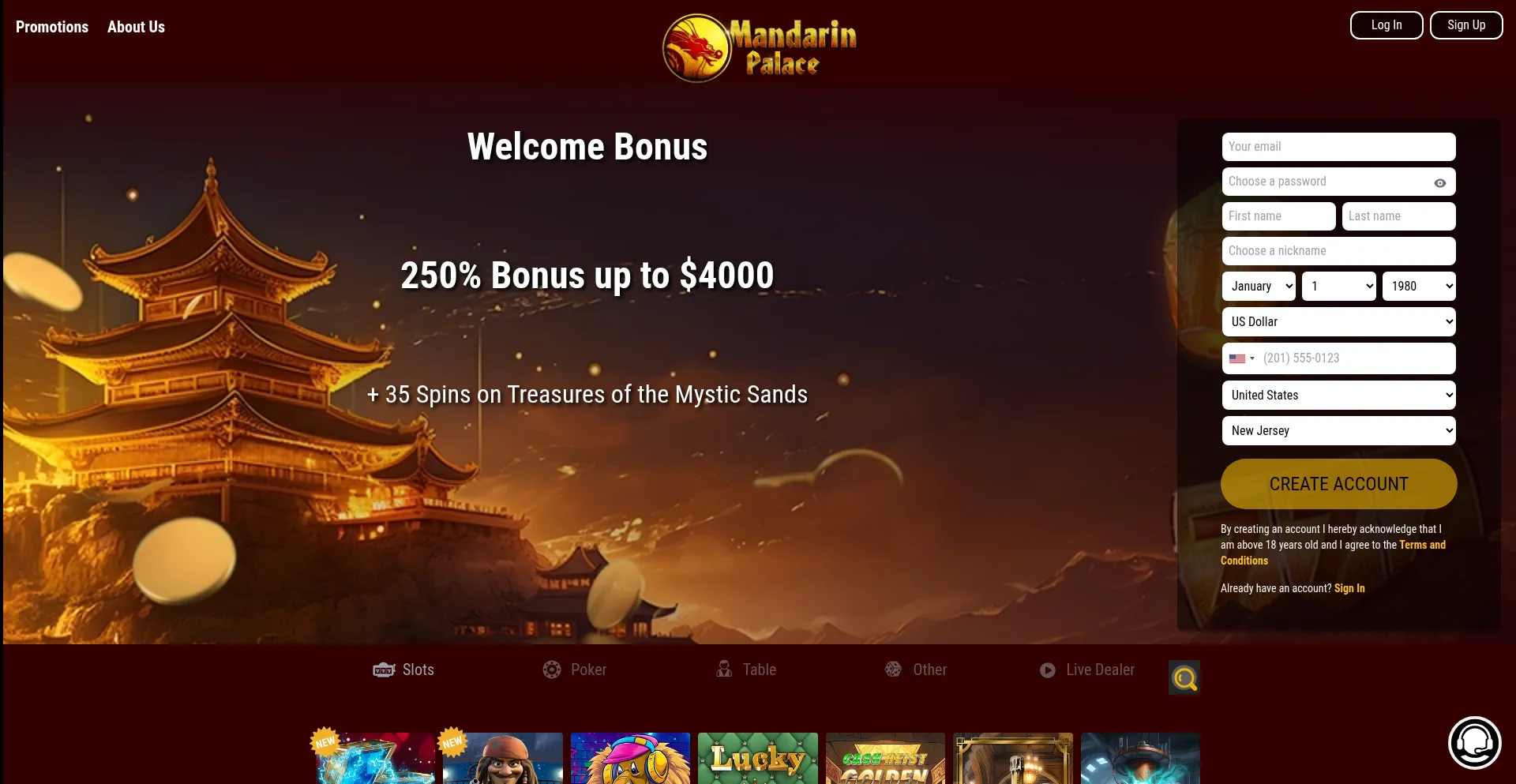Mandarinpalace.com Screenshot