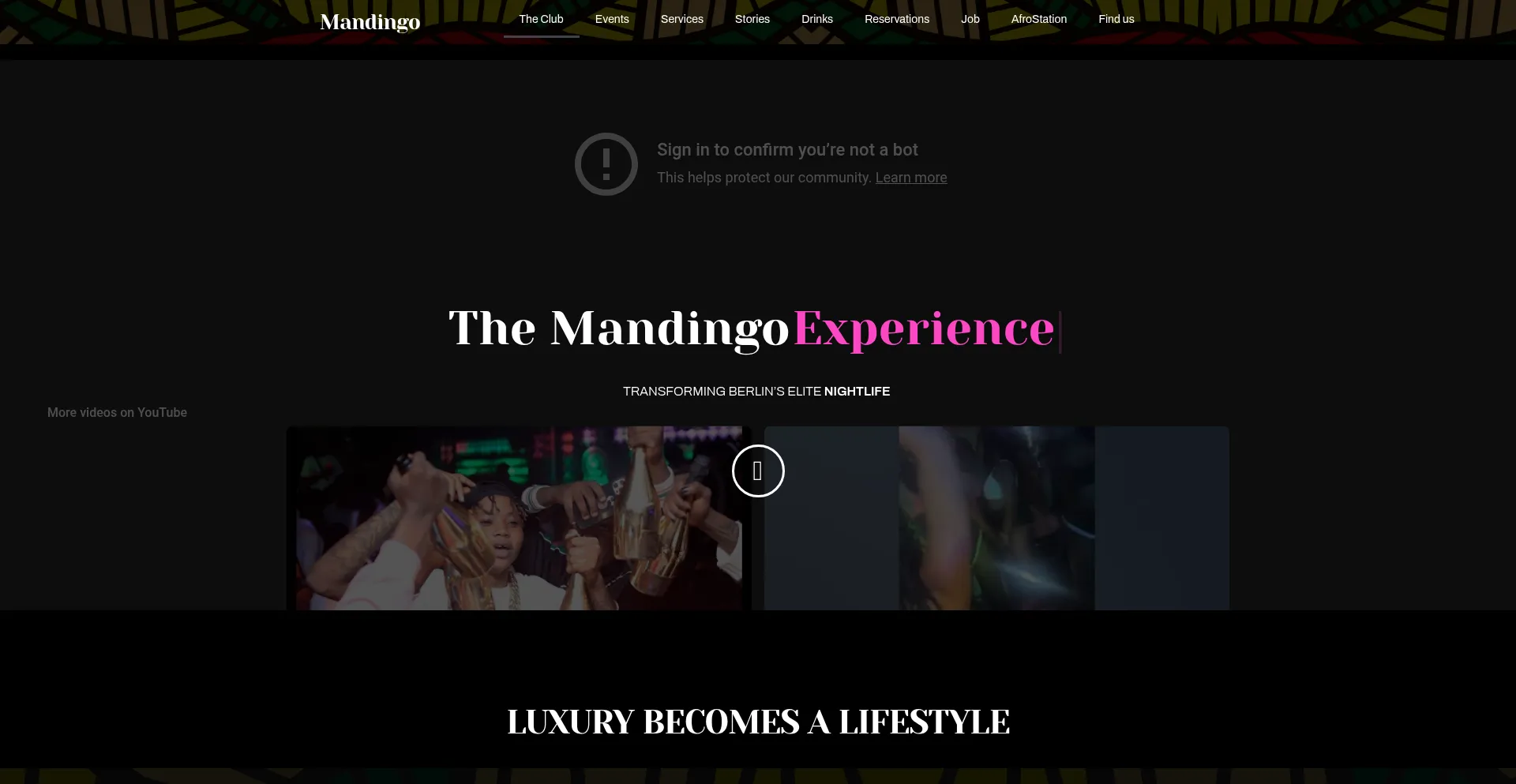 Website screenshot of Mandingoclub.de