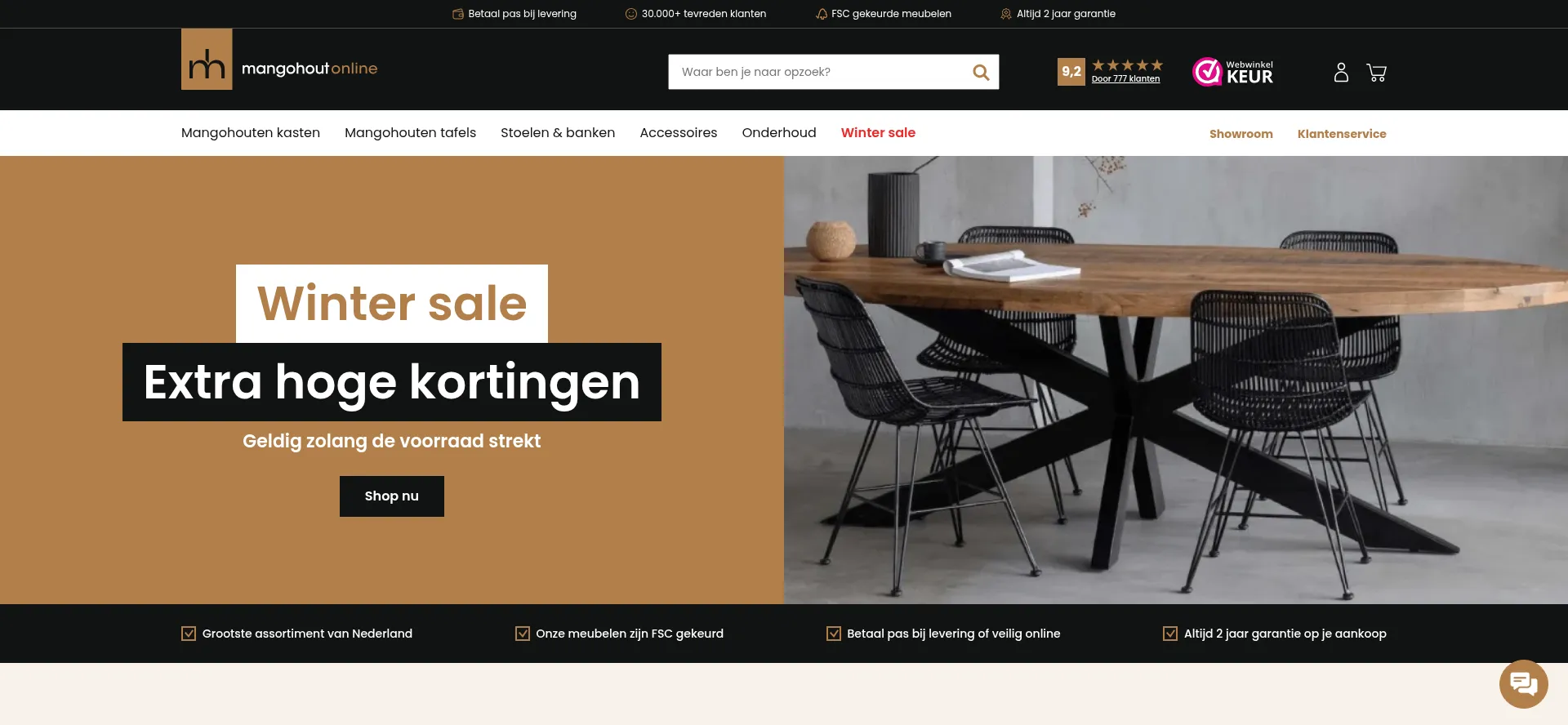 Website screenshot of Mangohoutonline.nl