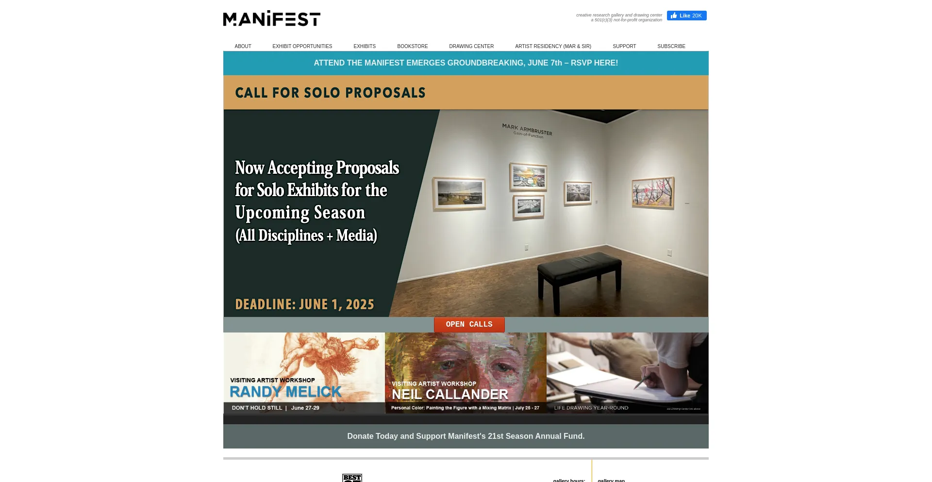 Website screenshot of Manifestgallery.com