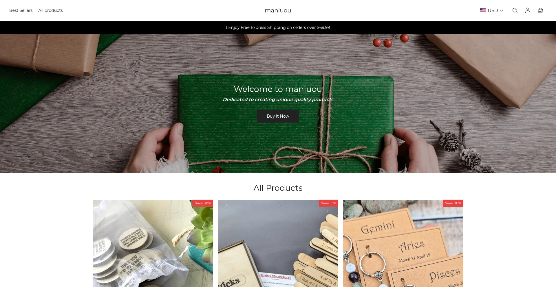 Website screenshot of Maniuou.com