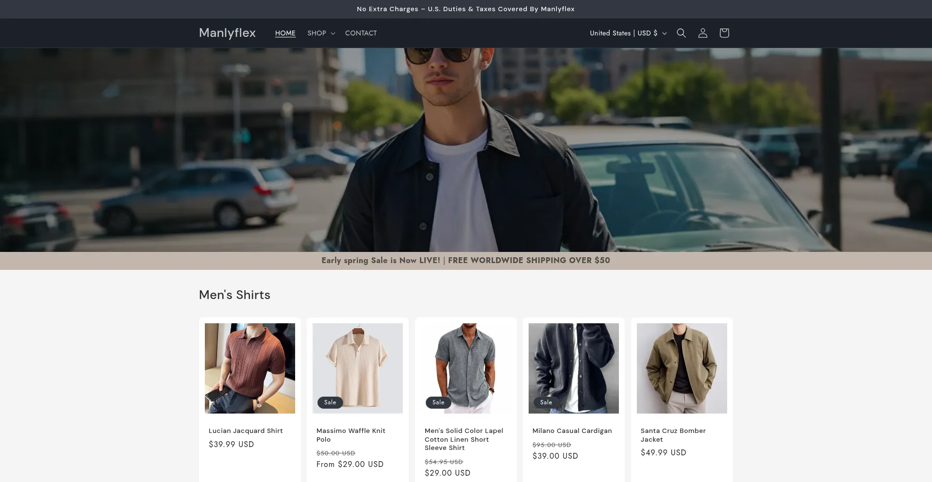 Website screenshot of Manlyflex.com
