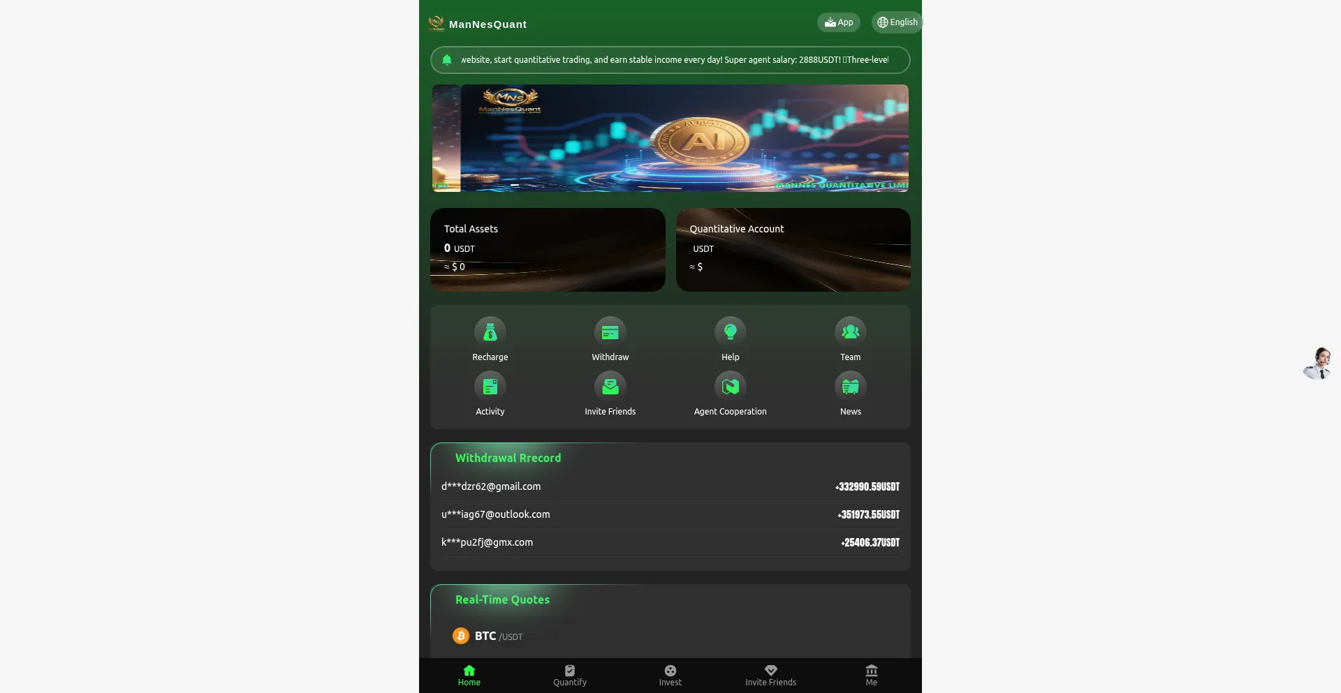 Website screenshot of Mannesquant.com
