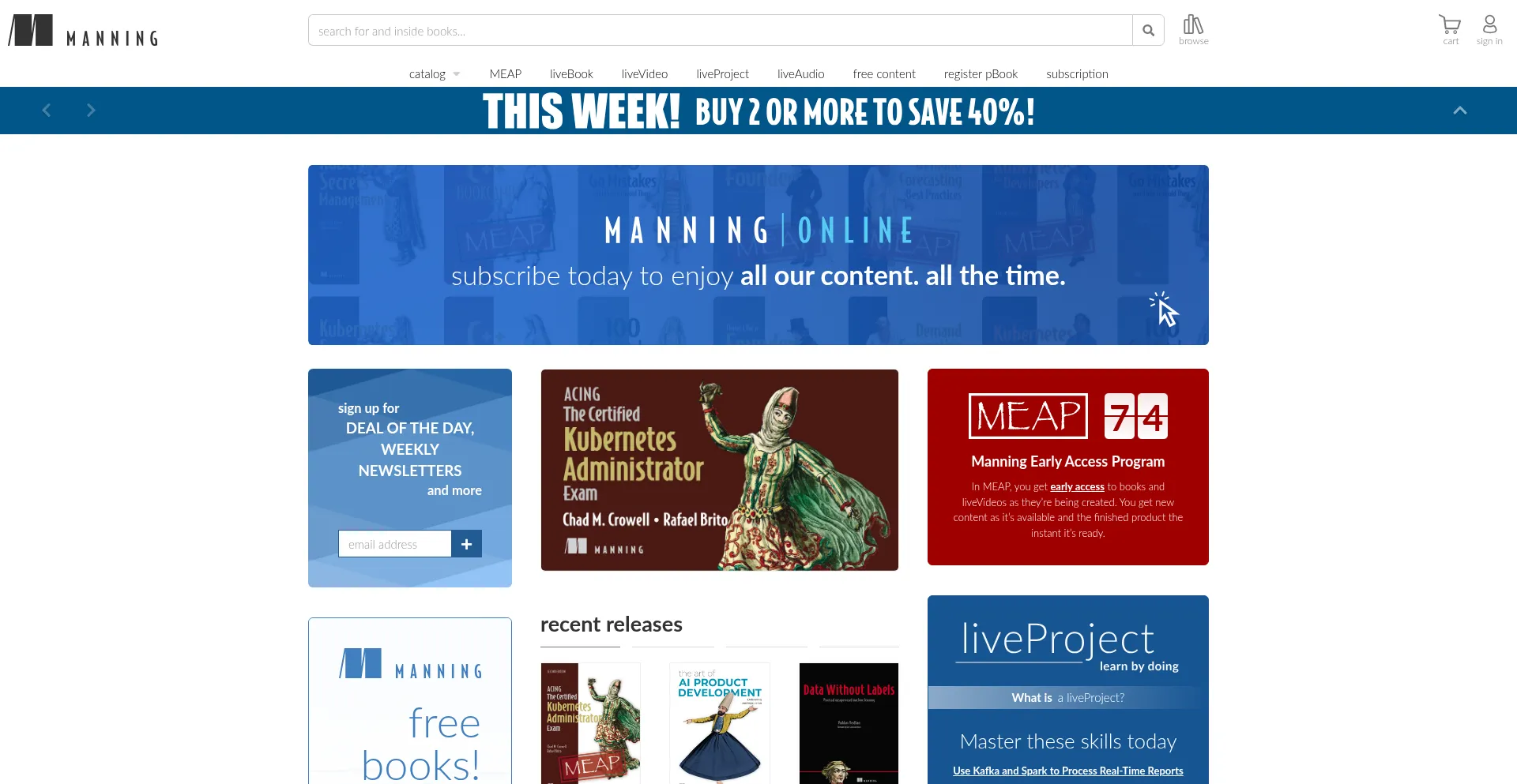 Website screenshot of Manning.com