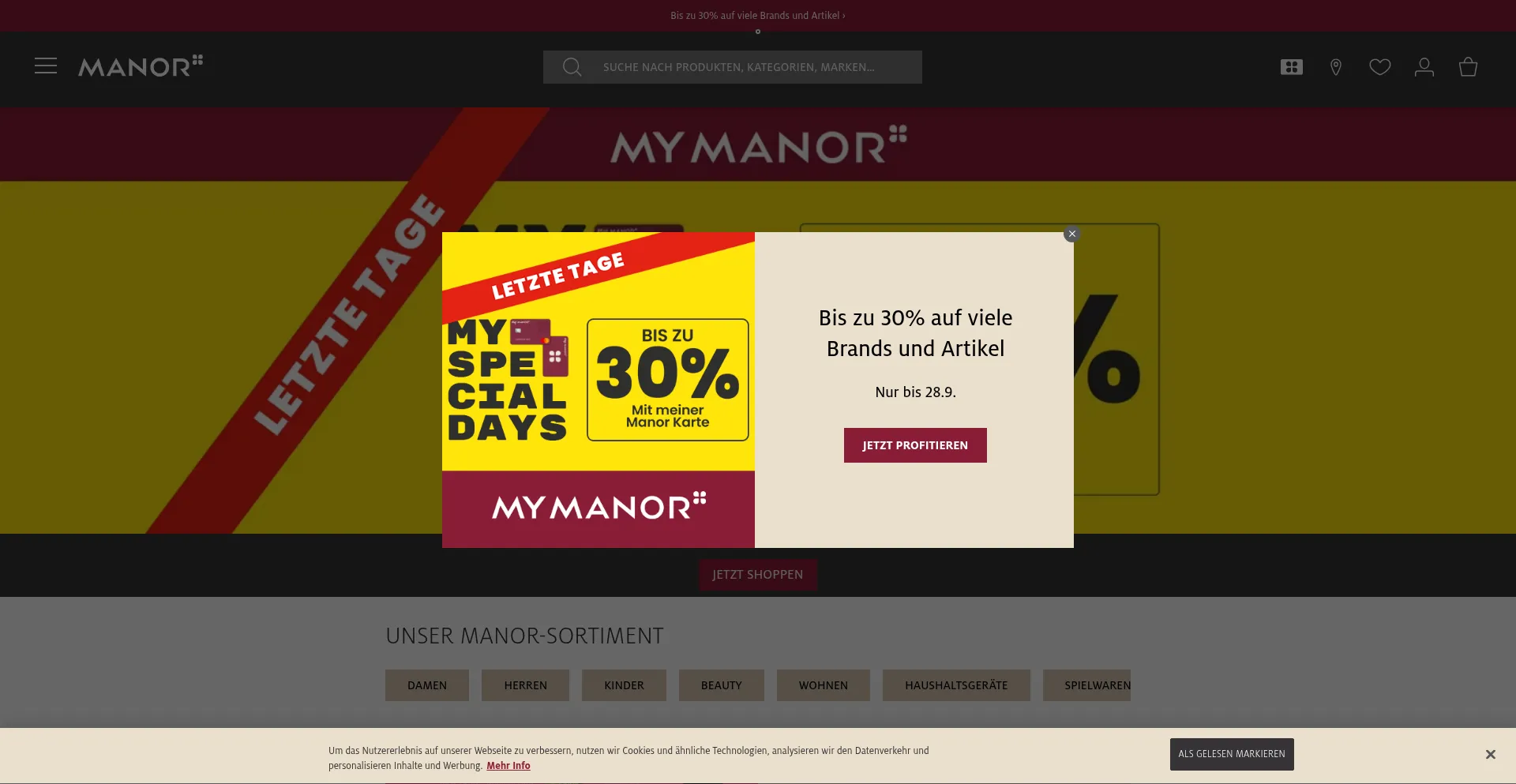 Manor.ch Screenshot