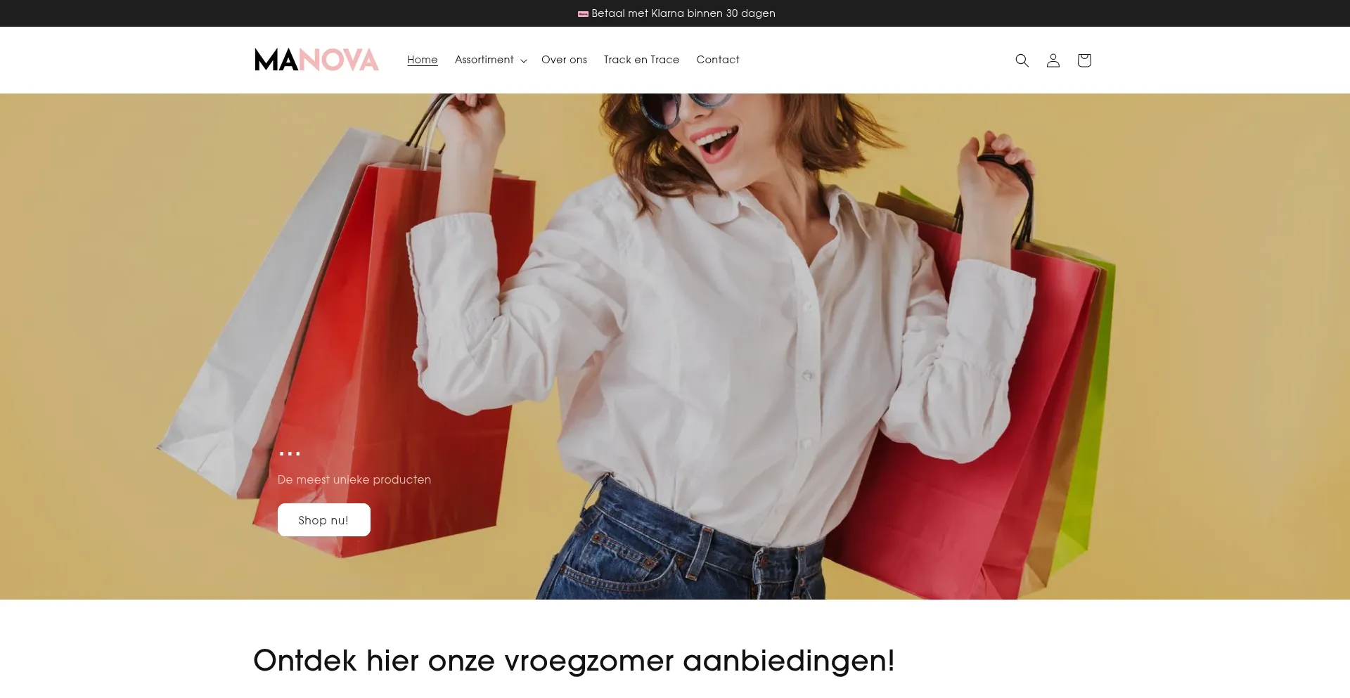 Website screenshot of Manova.nl