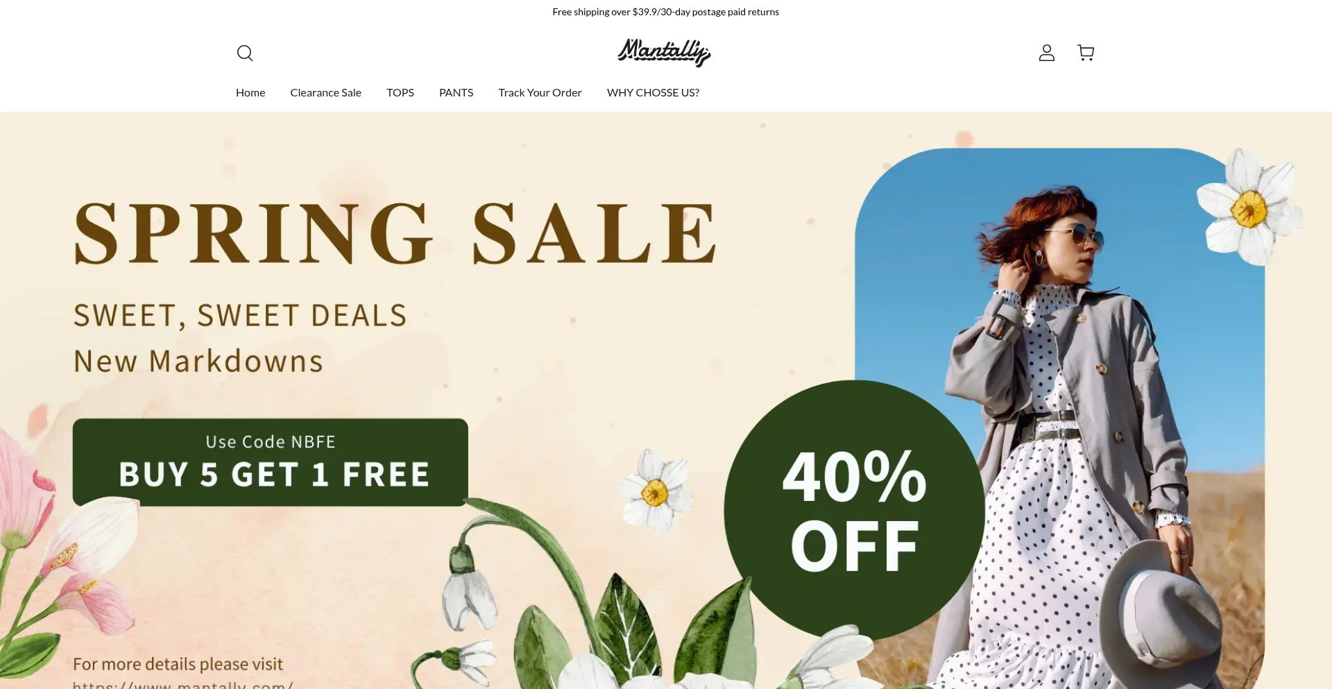 Website screenshot of Mantally.com