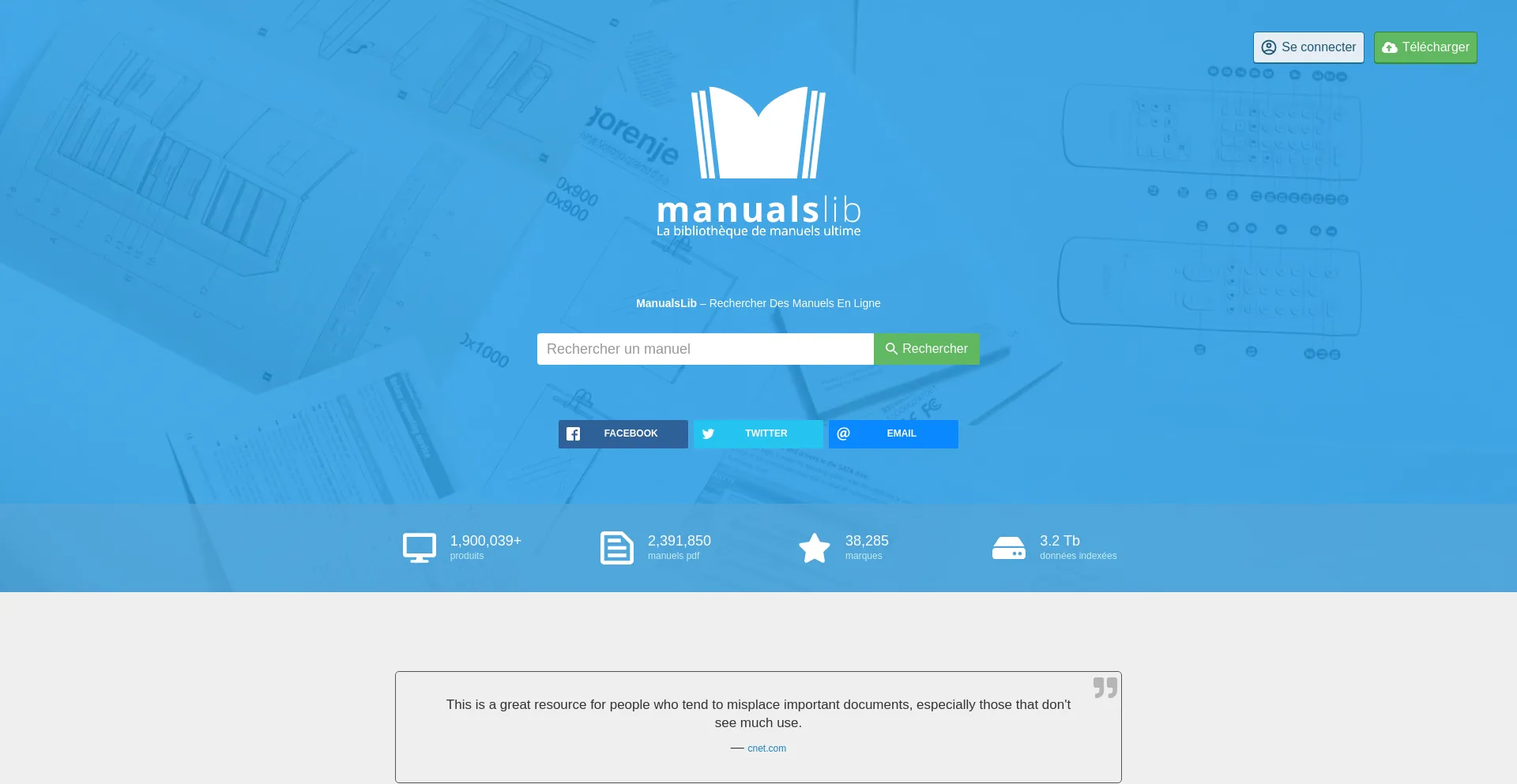 Website screenshot of Manualslib.fr