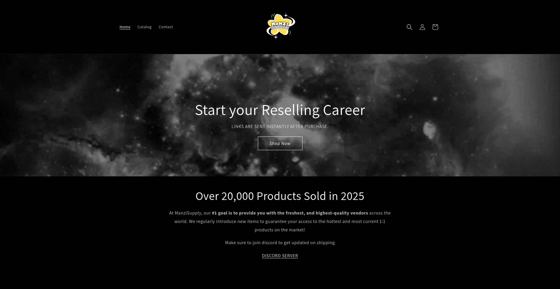 Website screenshot of Manzisupply.com