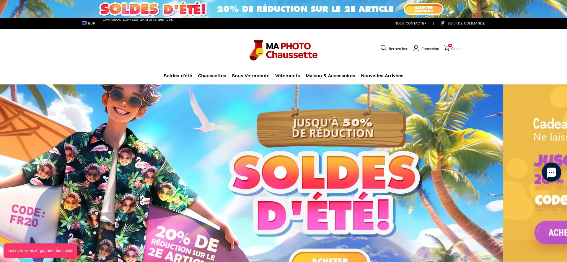 Website screenshot of Maphotochaussette.fr