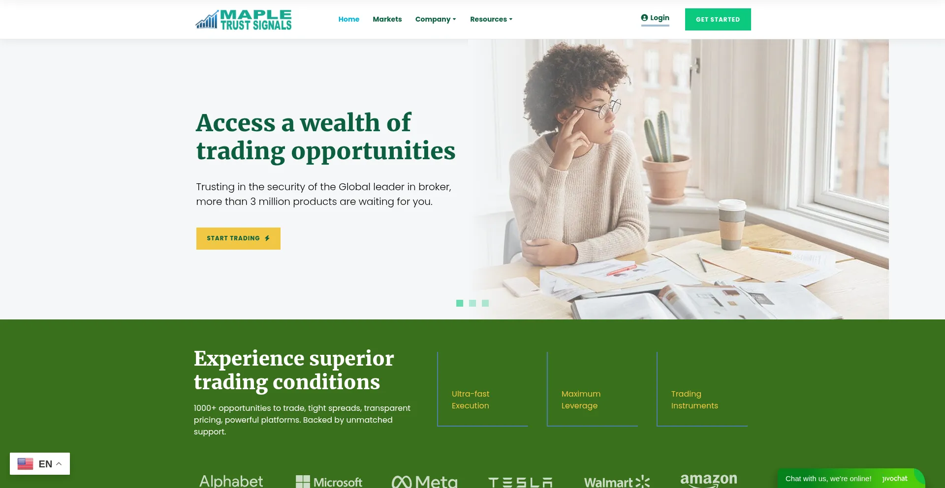 Website screenshot of Mapletrustsignals.pro