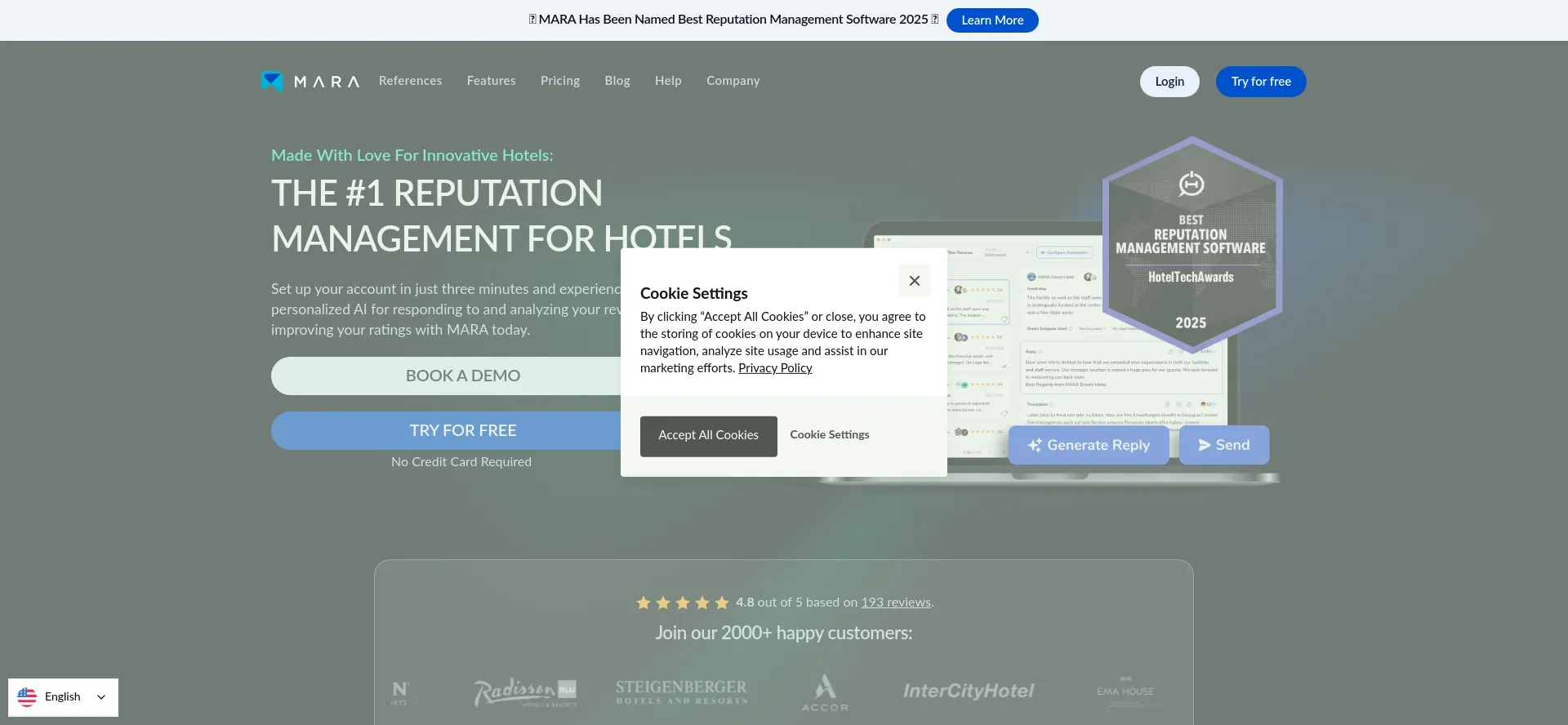 Website screenshot of Mara-solutions.com