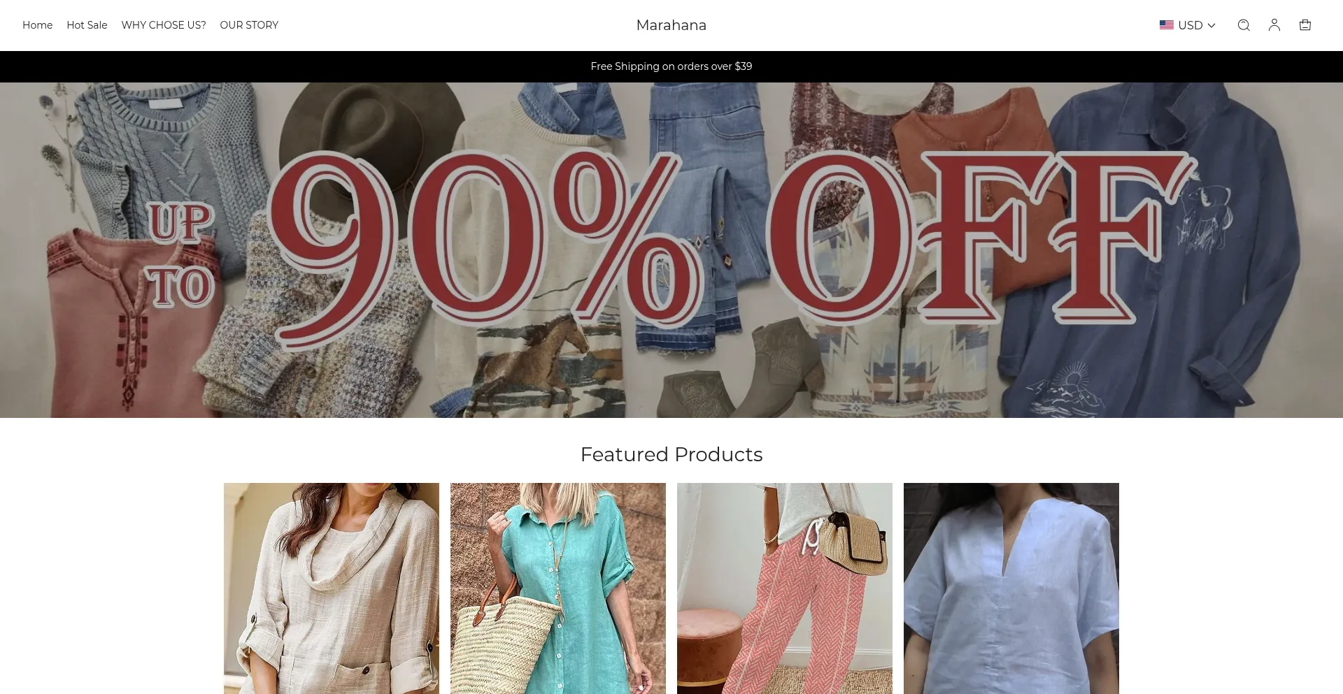 Website screenshot of Marahana.com