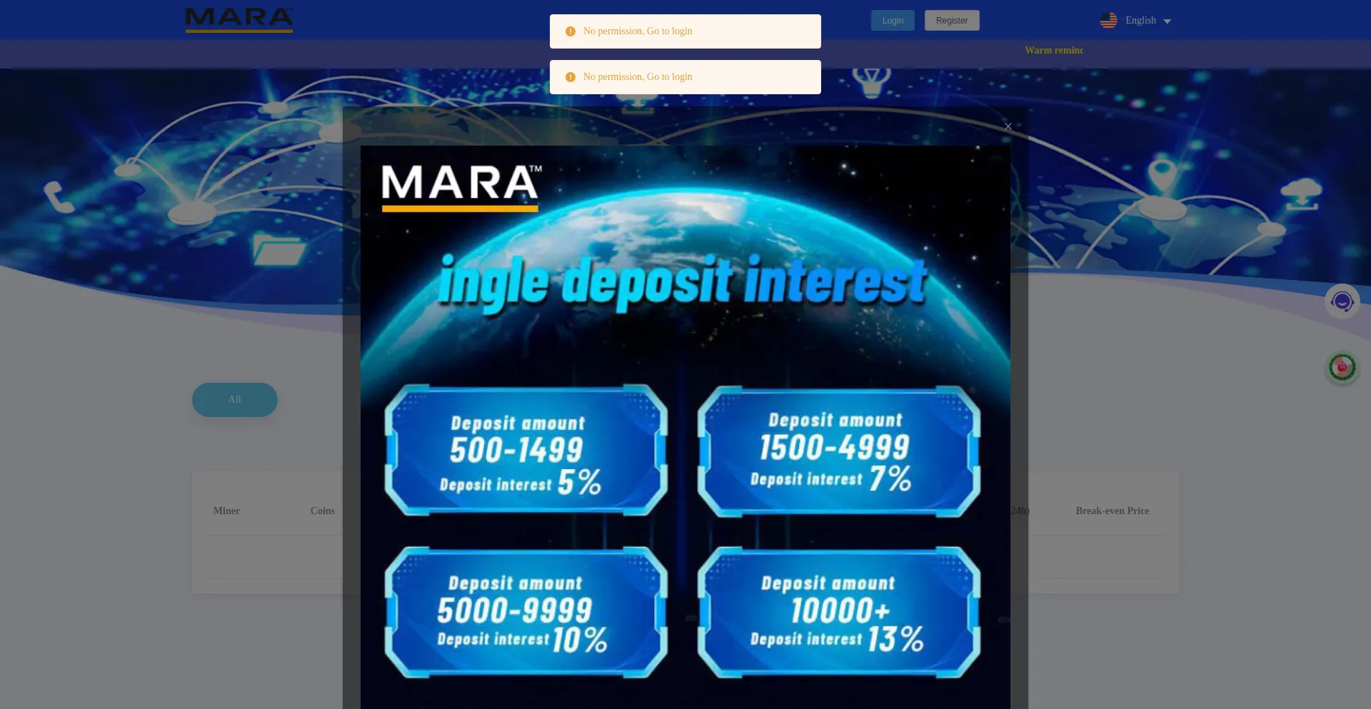 Website screenshot of Marathon-mining.com