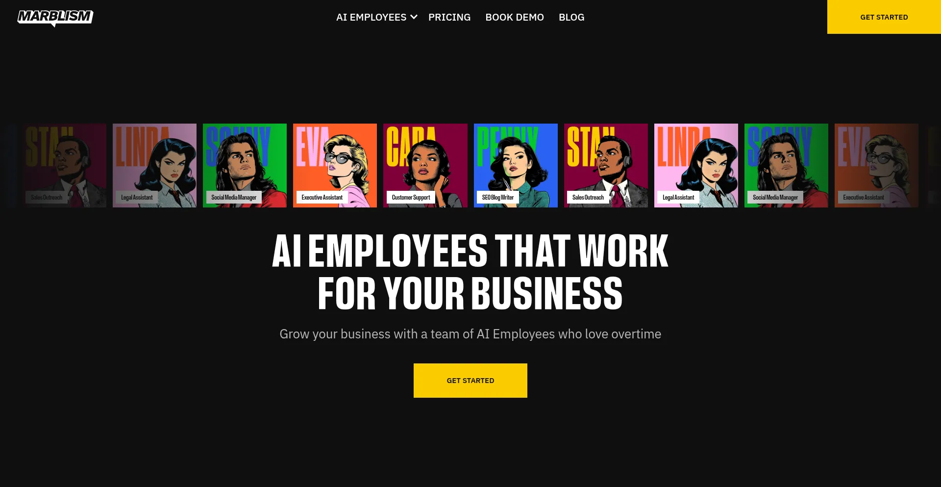 Website screenshot of Marblism.com