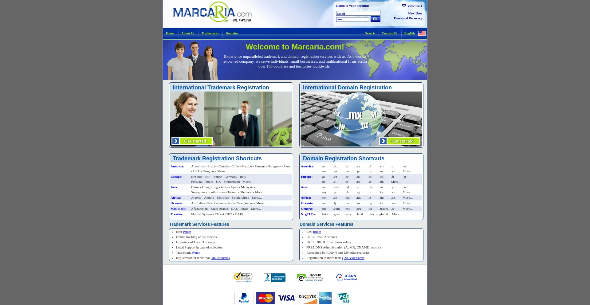 Website screenshot of Marcaria.com