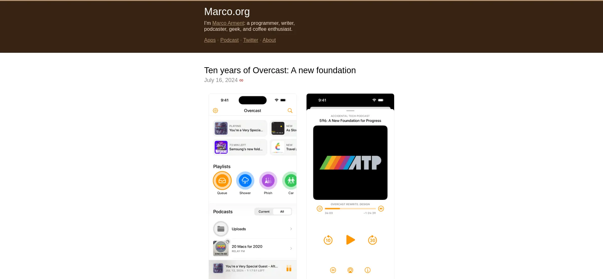 Website screenshot of Marco.org