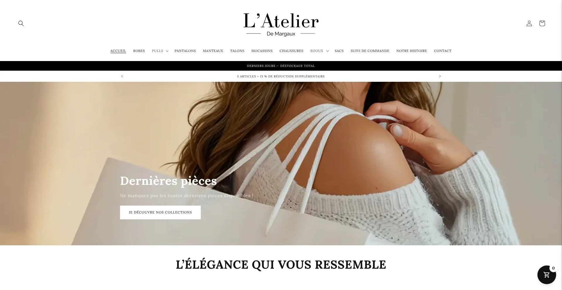 Website screenshot of Margaux-atelier.be