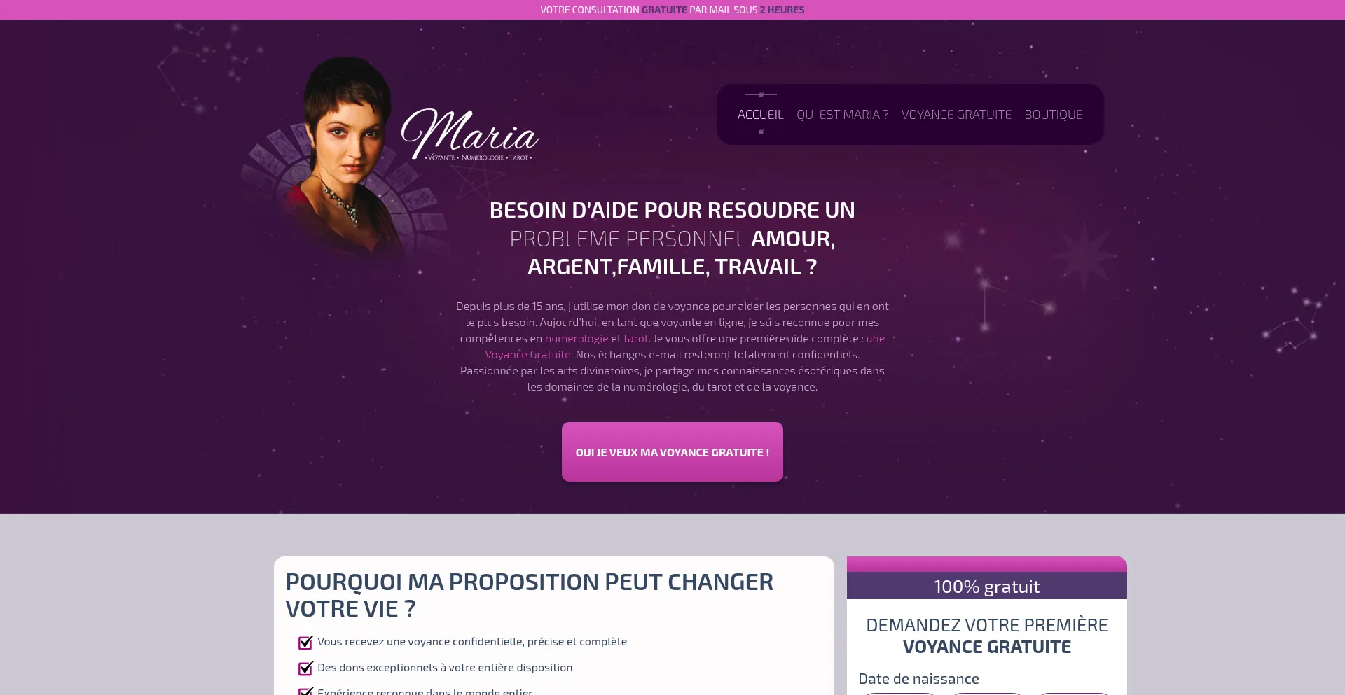 Website screenshot of Mariavoyance.com