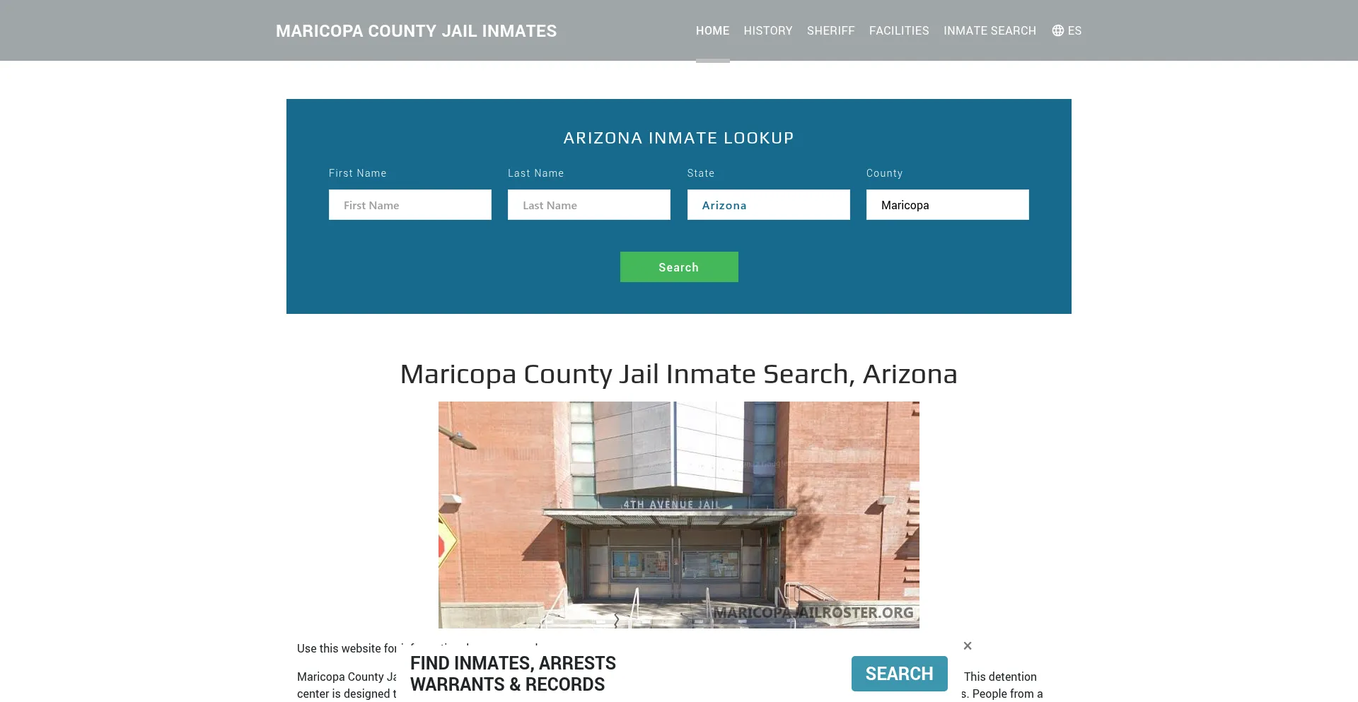 Maricopajailroster.org Screenshot