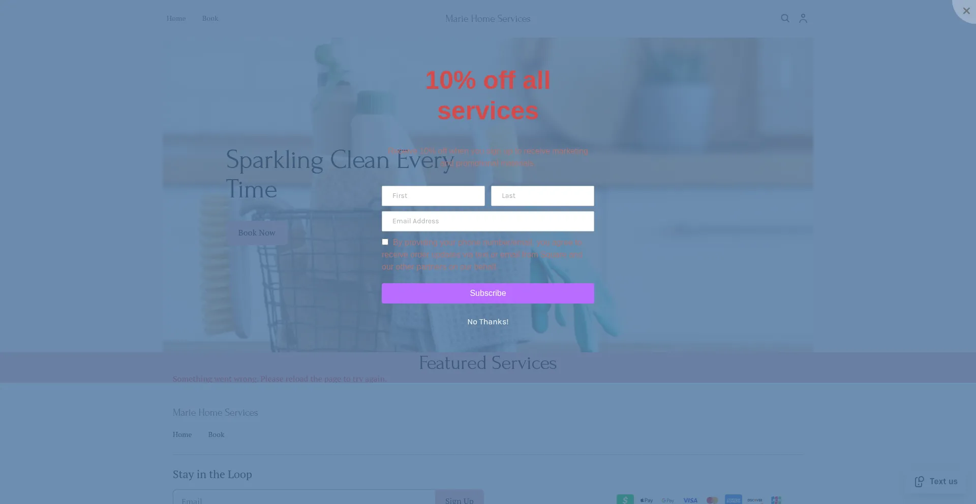 Website screenshot of Mariehomeservices.com