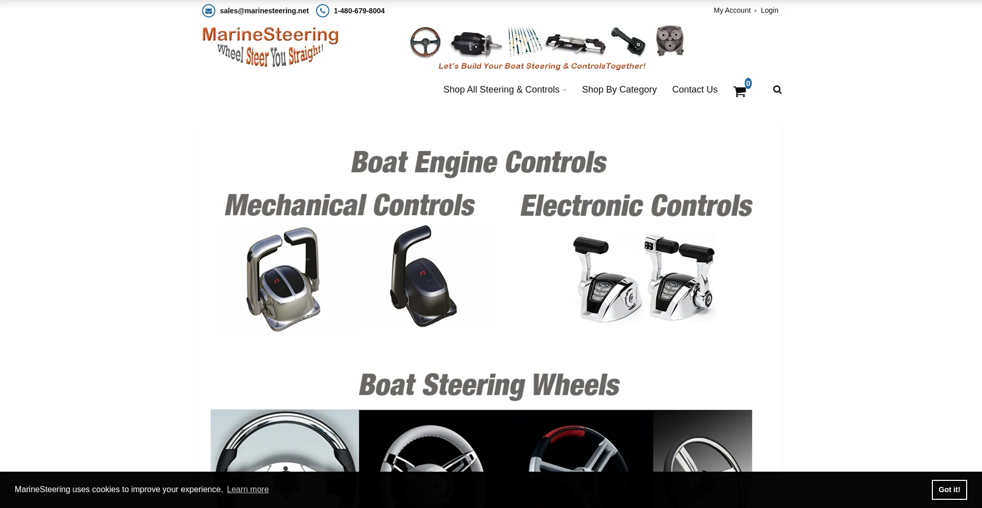 Website screenshot of Marinesteering.net
