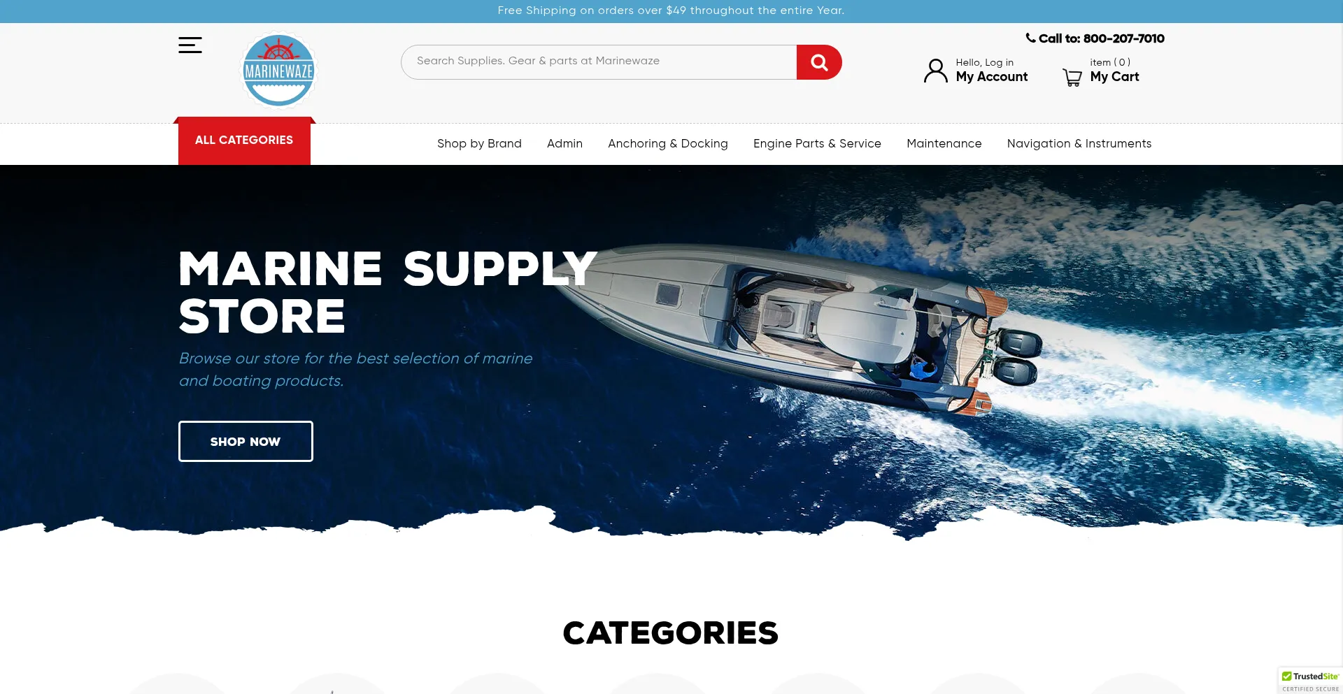 Website screenshot of Marinewaze.com