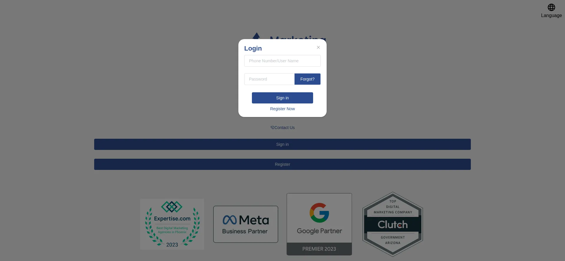 Website screenshot of Marketingquotes.live