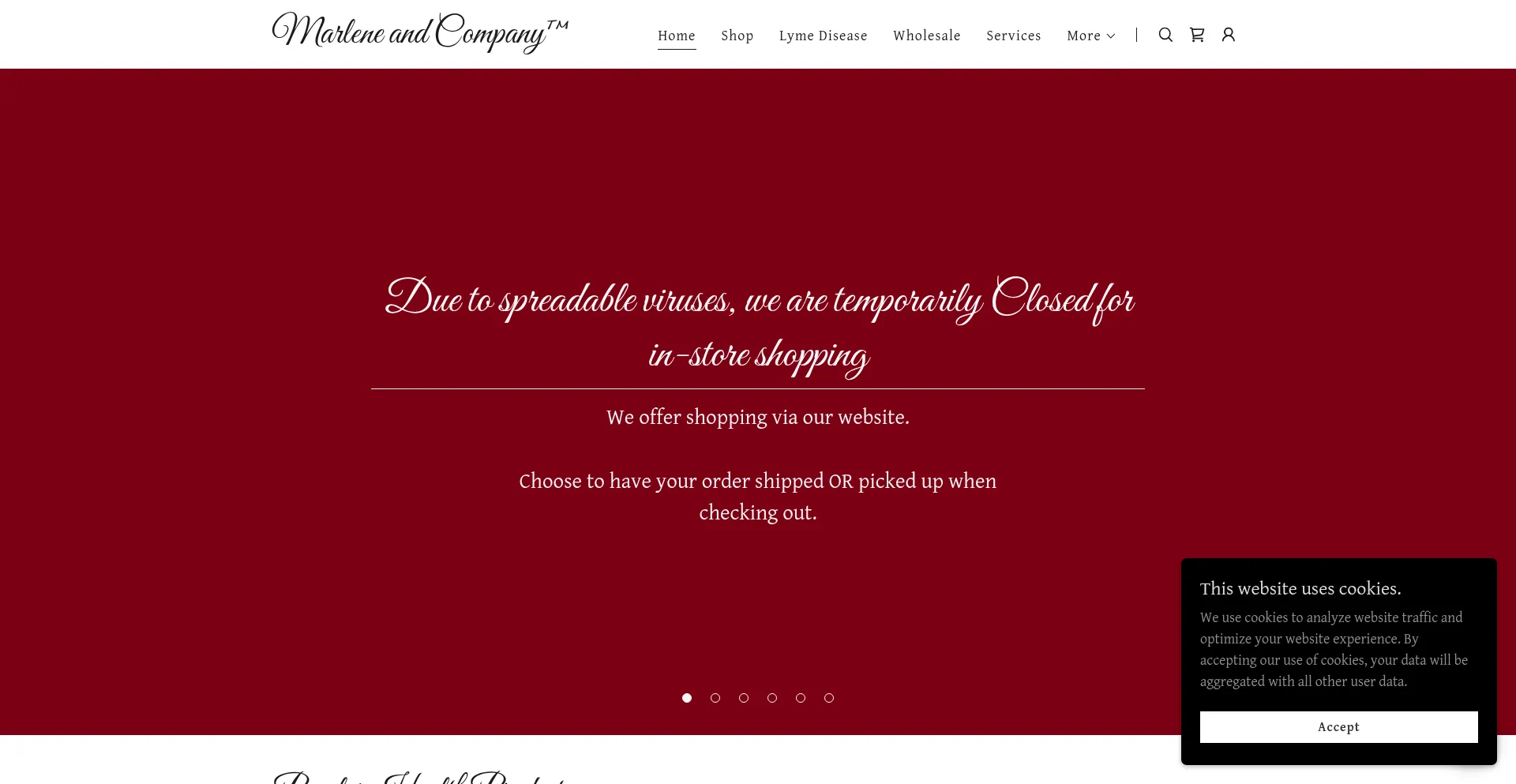 Website screenshot of Marleneandcompany1.com