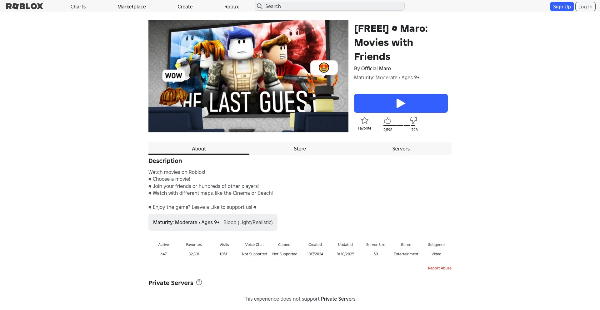 Website screenshot of Marostreaming.com